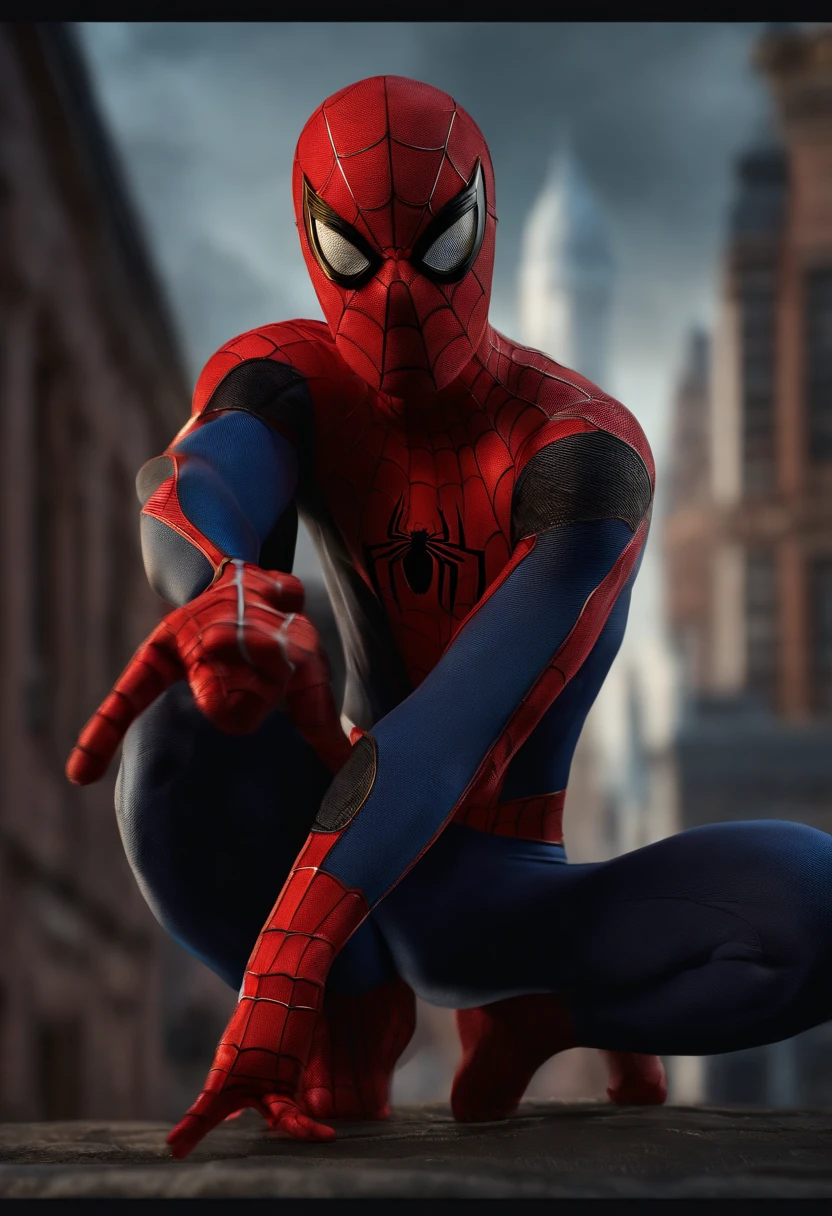 spider-man、Face is a cat、realisitic、Full body style、
