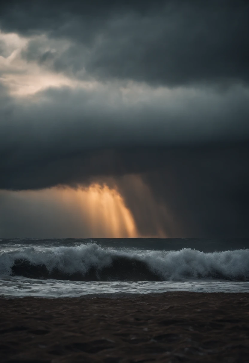 Draw a scene that shows the storm at sea and how the sailors react to danger.