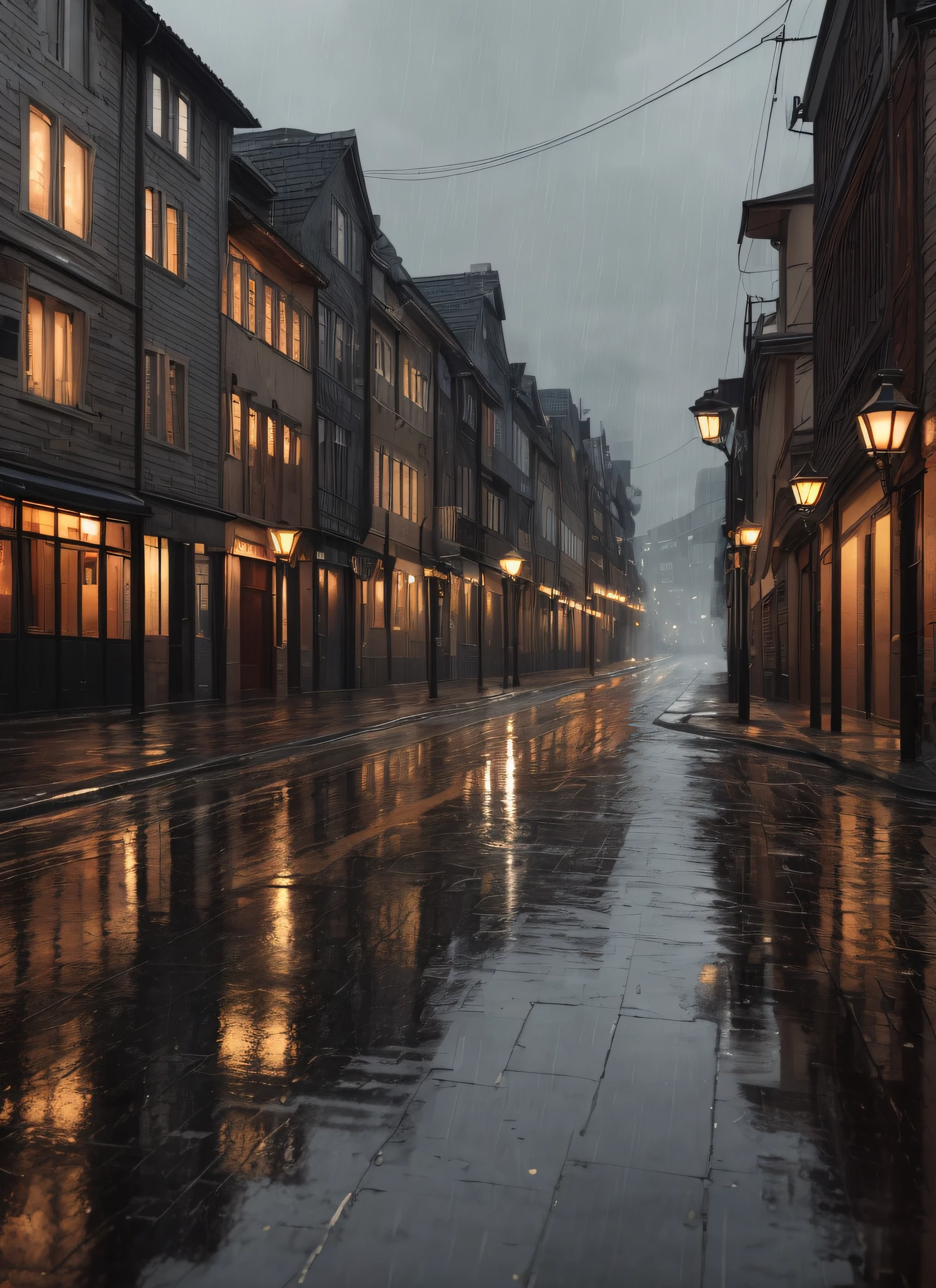(best quality,4k,8k,highres,masterpiece:1.2),ultra-detailed,(realistic,photorealistic,photo-realistic:1.37), HDR, UHD, studio lighting, ultra-fine painting, sharp focus, physically-based rendering, extreme detail description, professional, vivid colors, bokeh, landscape, raining, nature, stormy, gloomy, wet, raindrops, cityscape, umbrellas, reflection, misty, puddles, damp streets, rainy atmosphere, downpour, rainstorm, serene, calm, ethereal lighting