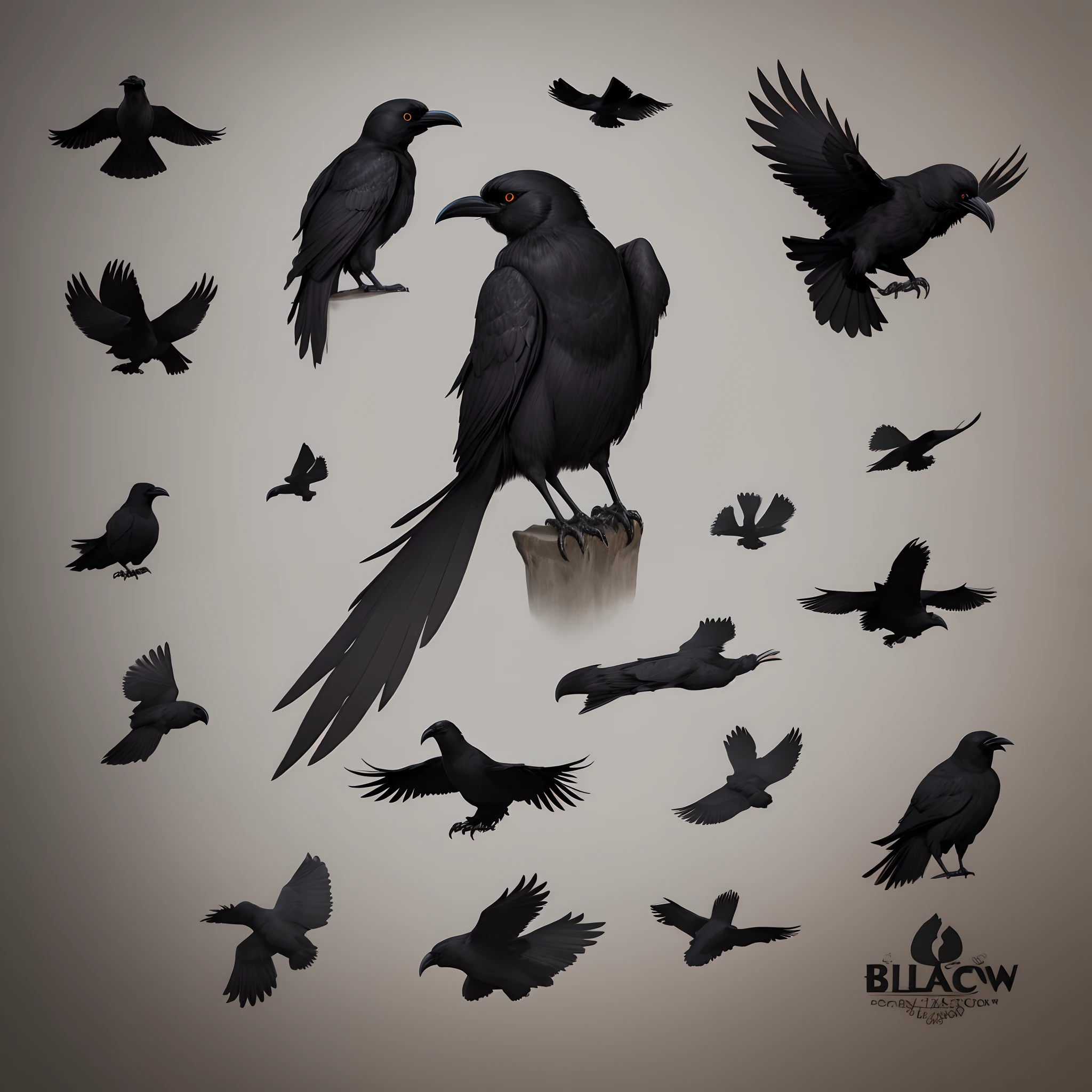 black crow with specific design for logo