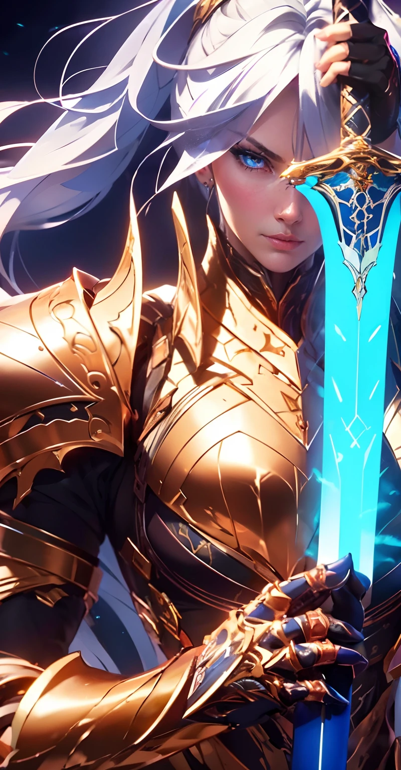 a close up of a woman in armor holding a sword, epic fantasy art style, detailed digital 2d fantasy art, epic fantasy art style hd, epic fantasy digital art style, 4k fantasy art, fantasy art style, fantasy paladin woman, detailed fantasy art, epic fantasy style art, shot taken by 35mm lens, ISO 200, F/4, 1/200th