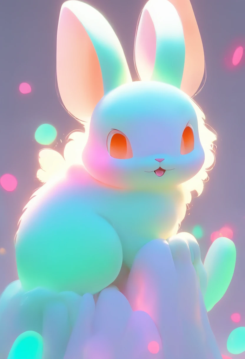 A very cute jade rabbit, solid color backdrop, Smooth texture(Don't feel like you're surviving), White body, sat on the ground,3D, C4D, blender, Octane rendering, Simple background(White background :1.5), A masterpiece of pastel colors, Soft material, Best quality, Super detail, high qulity, 4K