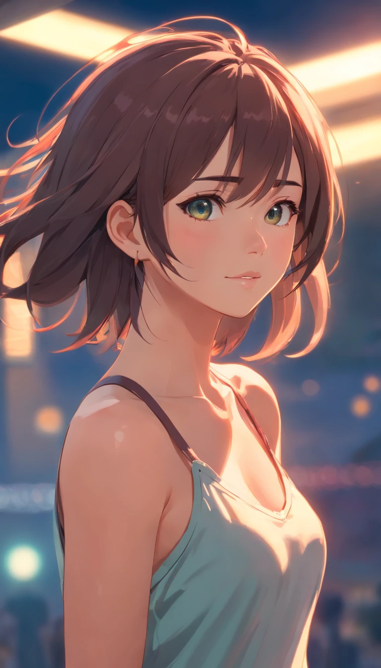 highres,4k,HDR,1girl, photorealistic, realistic,sweat skin, thin face,yangmi,heavy makeup, standing,(((half body))), medium breasts,earing ,