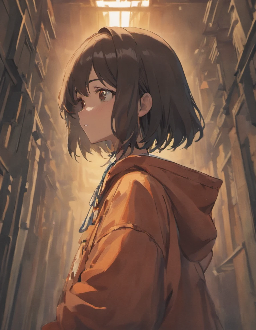 (best-quality:0.8), (best-quality:0.8), high resolution, cowboy shot, face focus, masterpiece, 1girl, ((tall girl, tall woman, dark skin, flat chest)), mature, solo, anime style, (cute, smile, proud), simple background, one color background, contrasting background, very long hair, hoodie, denim pants, looking at side