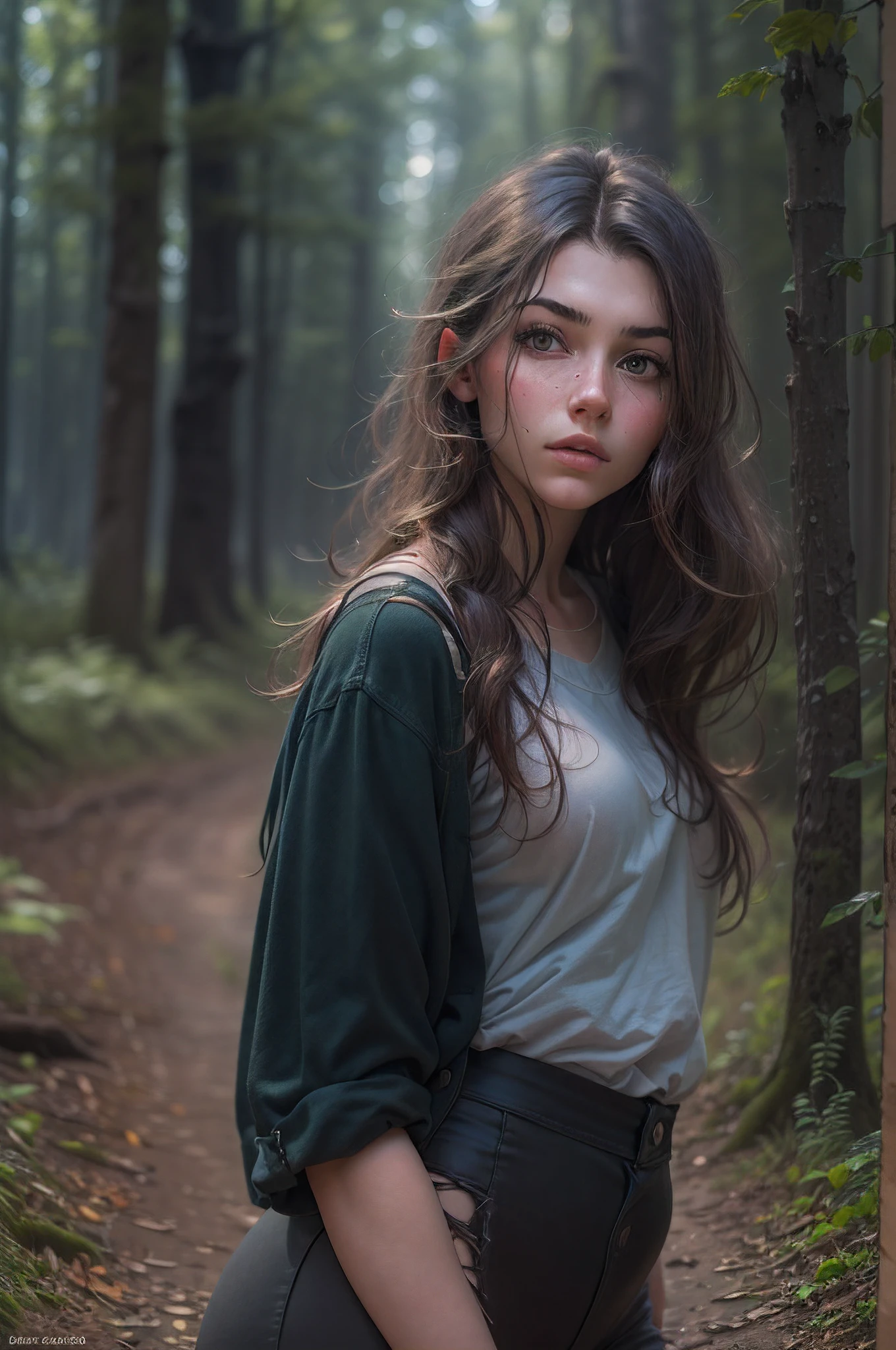 1girl, 18 years, mix4, (8K, RAW photo, Best Quality, Masterpiece:1.2), (Realistic, Photorealistic:1.37), house in the forest, dressless, Extreme exhibitionism