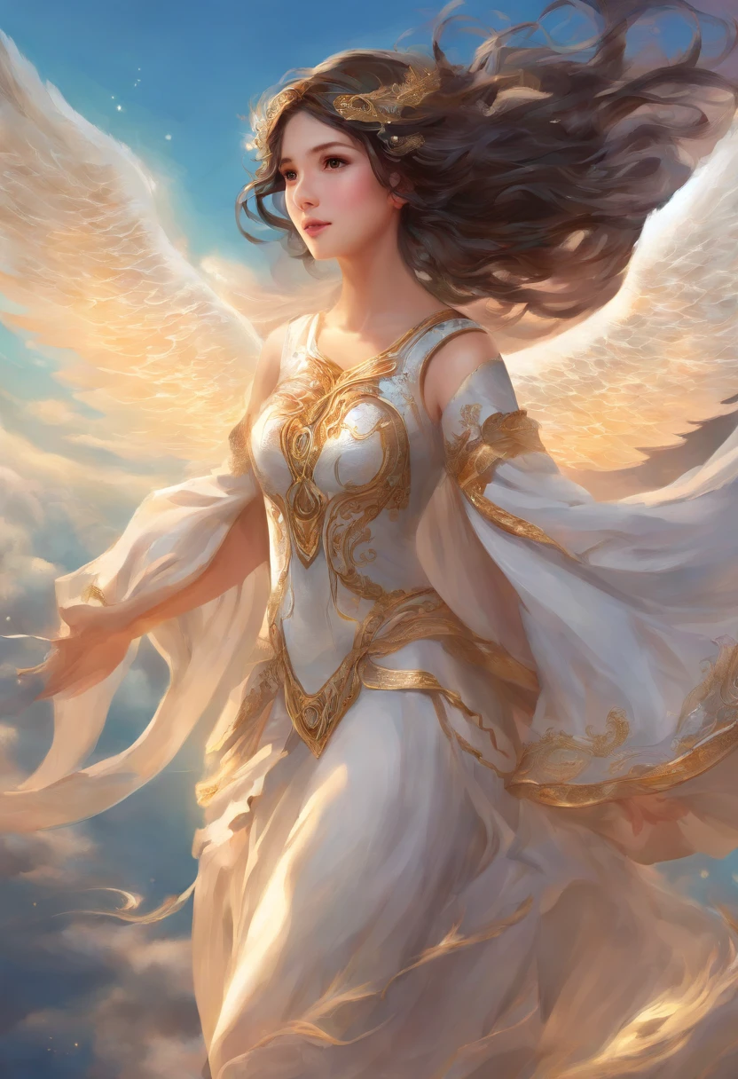 (masterpiece, best quality, highly detailed, ultra detailed, high resolution, absurdres, 4K, 8K:1.2), (official art, incredibly fine illustration, extremely detailed CG, detailed background, professional lighting, dynamic angle, perfect hands, detailed shiny skin, detailed hair, detailed eyes),
(girl,,child),black,medium hair,brown eyes,black hair,side ponytafil,brown eyes,sundress,flared skirt,angel wing,

break,
skydiving,arms up,
crowd,blue sky,cumulonimbus,sea of clouds,
sea,
break,
(aerial view:1.2),
(extremely long shot:1.2),
back shot,
