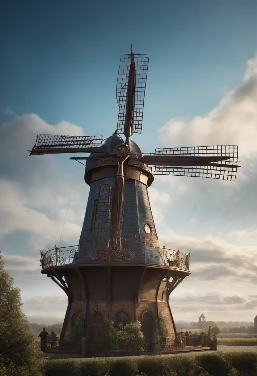 {{{{{Intercity airship flying over the city, flying low with many propellers, armed small airship escort}}}}}, the best light, wonderful dream-like {{{{Detailed Steampunk}}}} {{ Victorian}} Sunny {{ Clear skies}} {depth of field} Hopeful {{ Sketch}}, {{ {{Ghibli}}}, {{ Bright colors}}, {{{Flat Color}} }, Terrestrial Space, {{{ Watercolor_{medium}}}}, {{{ink} }}, {{{Masterpiece }}}, {{Highly Detailed CG Unity 8k Wallpaper }}, {{Super detailed }}, {Homeland}, {{Man} }, {{Chromatic aberration}}, Beautiful blue sky and white clouds, Cinematic lighting, {{Caustic}}, {{{ High-precision flight clock}}}, mechanical arm, {{{ steam}} }, fantasy, {{{gears}}}, {steam engine}, Gothic architecture, wind, fog, steam engine, {19th century}, machine, {{lever drive}}, steel, rivets, {heavy and slow}, utopia, first industrial revolution, 1890s, steam whistle, canvas wings, {{steampunk wings} }, { {windmill} }, {fluttering flag}, rope, splash, Dutch windmill, Gothic architecture, close-up focus, {medieval mansion}, background, landscape, background, {steam}, wooden parts, magic, street