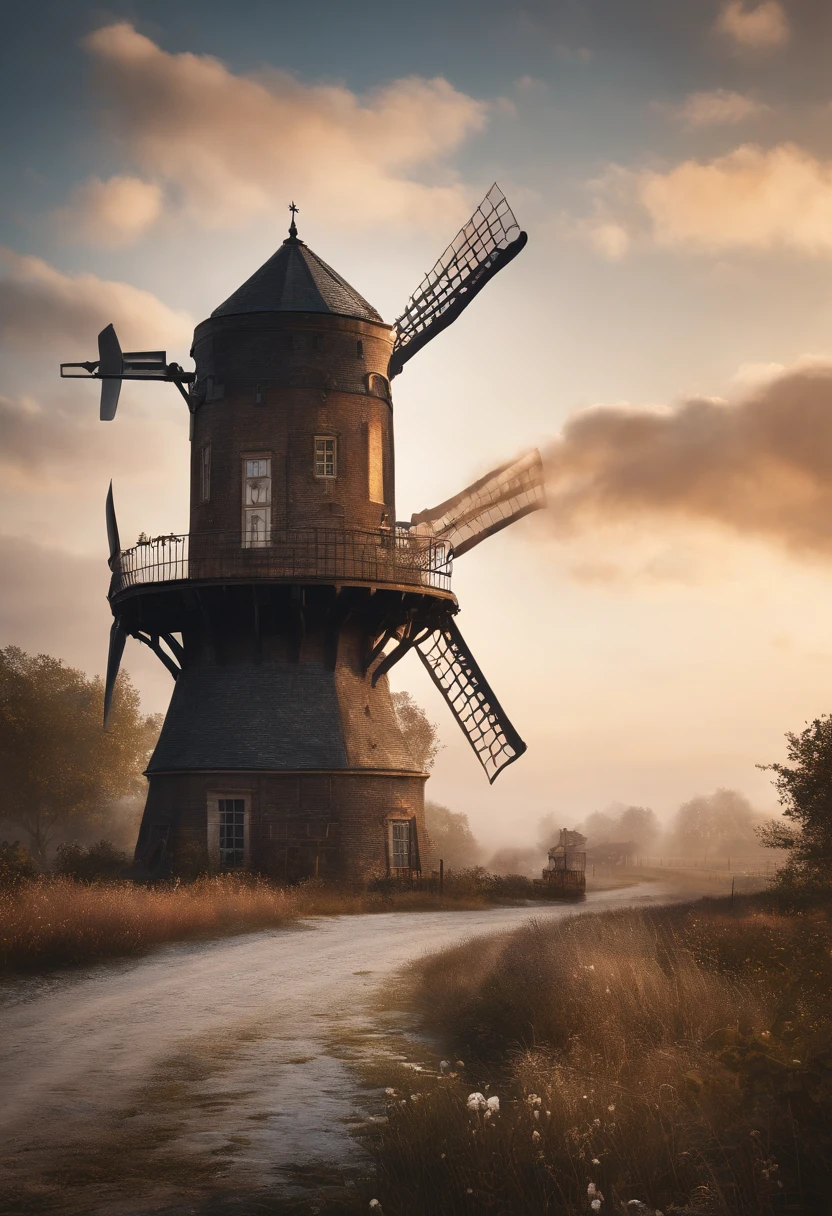 {{{{{Intercity airship flying over the city, flying low with many propellers, armed small airship escort}}}}}, the best light, wonderful dream-like {{{{Detailed Steampunk}}}} {{ Victorian}} Sunny {{ Clear skies}} {depth of field} Hopeful {{ Sketch}}, {{ {{Ghibli}}}, {{ Bright colors}}, {{{Flat Color}} }, Terrestrial Space, {{{ Watercolor_{medium}}}}, {{{ink} }}, {{{Masterpiece }}}, {{Highly Detailed CG Unity 8k Wallpaper }}, {{Super detailed }}, {Homeland}, {{Man} }, {{Chromatic aberration}}, Beautiful blue sky and white clouds, Cinematic lighting, {{Caustic}}, {{{ High-precision flight clock}}}, mechanical arm, {{{ steam}} }, fantasy, {{{gears}}}, {steam engine}, Gothic architecture, wind, fog, steam engine, {19th century}, machine, {{lever drive}}, steel, rivets, {heavy and slow}, utopia, first industrial revolution, 1890s, steam whistle, canvas wings, {{steampunk wings} }, { {windmill} }, {fluttering flag}, rope, splash, Dutch windmill, Gothic architecture, close-up focus, {medieval mansion}, background, landscape, background, {steam}, wooden parts, magic, street