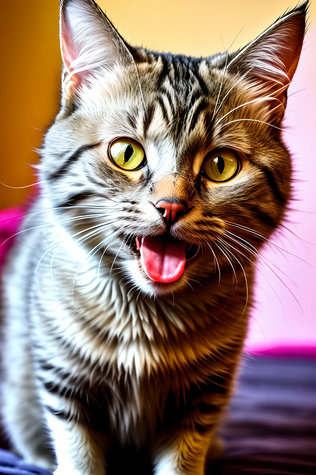 Cat with tongue out