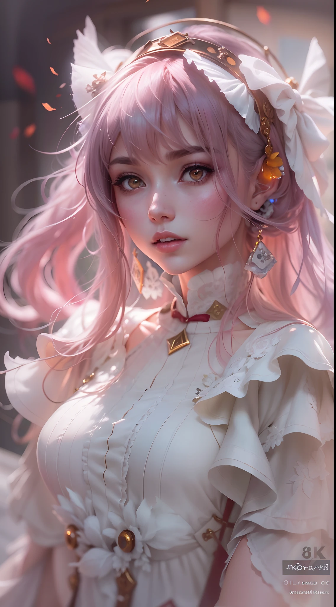 (La mejor calidad,4k,8k,Altas Resoluciones,Obra maestra:1.2),Ultra detallado,(realista,fotorrealista,fotorrealista:1.37),retrato,Ciencia,Imagen de estilo de una mujer vestida con un vestido blanco y rojo lolita, Guweiz, Arte detallado de alta calidad 8K, Obras de arte al estilo de Guweiz, Tendencias en CGVatstation, Guweiz en Artstation Pixiv, Guweiz en Pixiv Artstation, Obra maestra de Guweiz, Diosa del anime, 2. 5 d cgi anime fantasy artwork