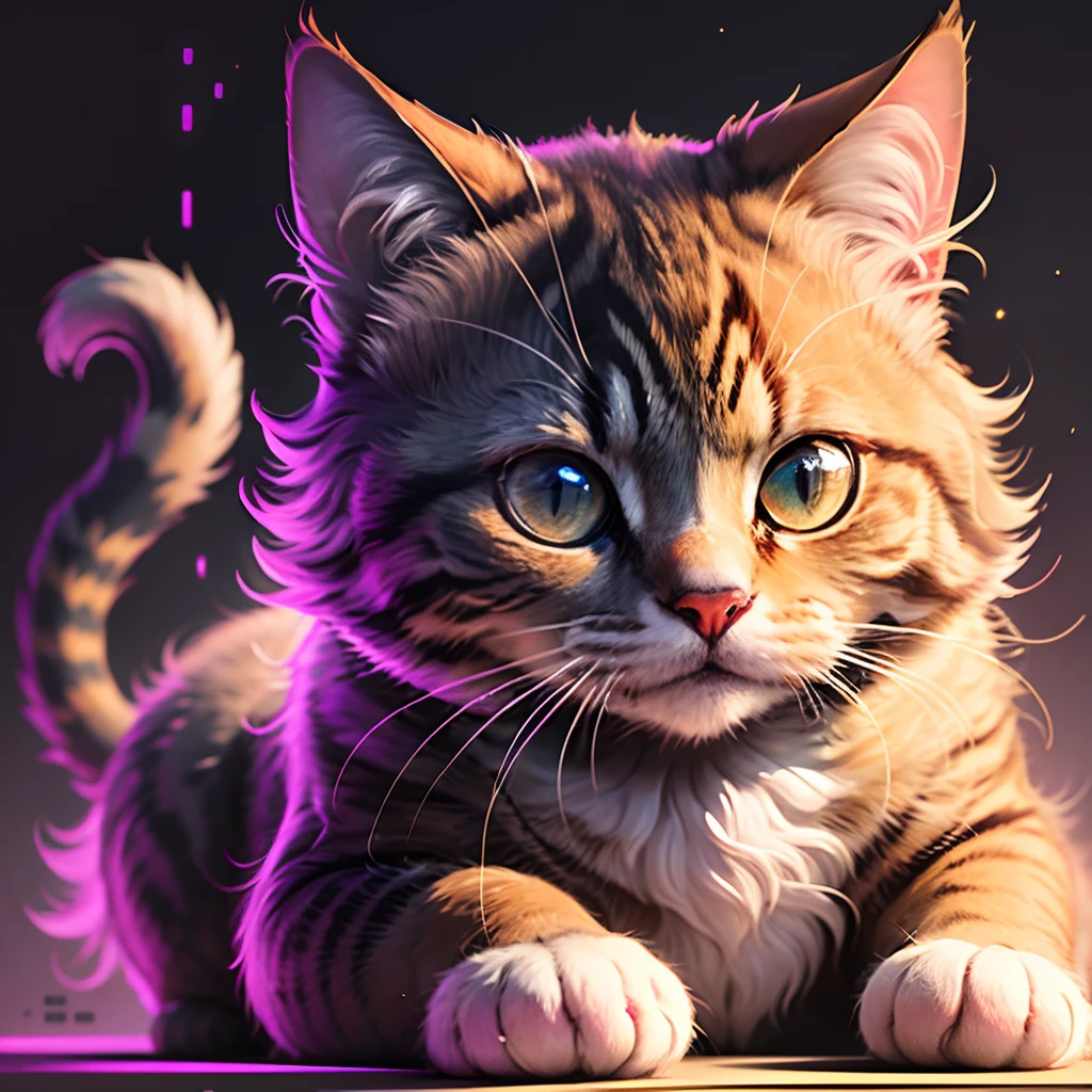 Neon Colors, Enhanced Contrast, Outlines, Color Gradients, Simplification and Abstraction,Cat with super weight --auto --s2