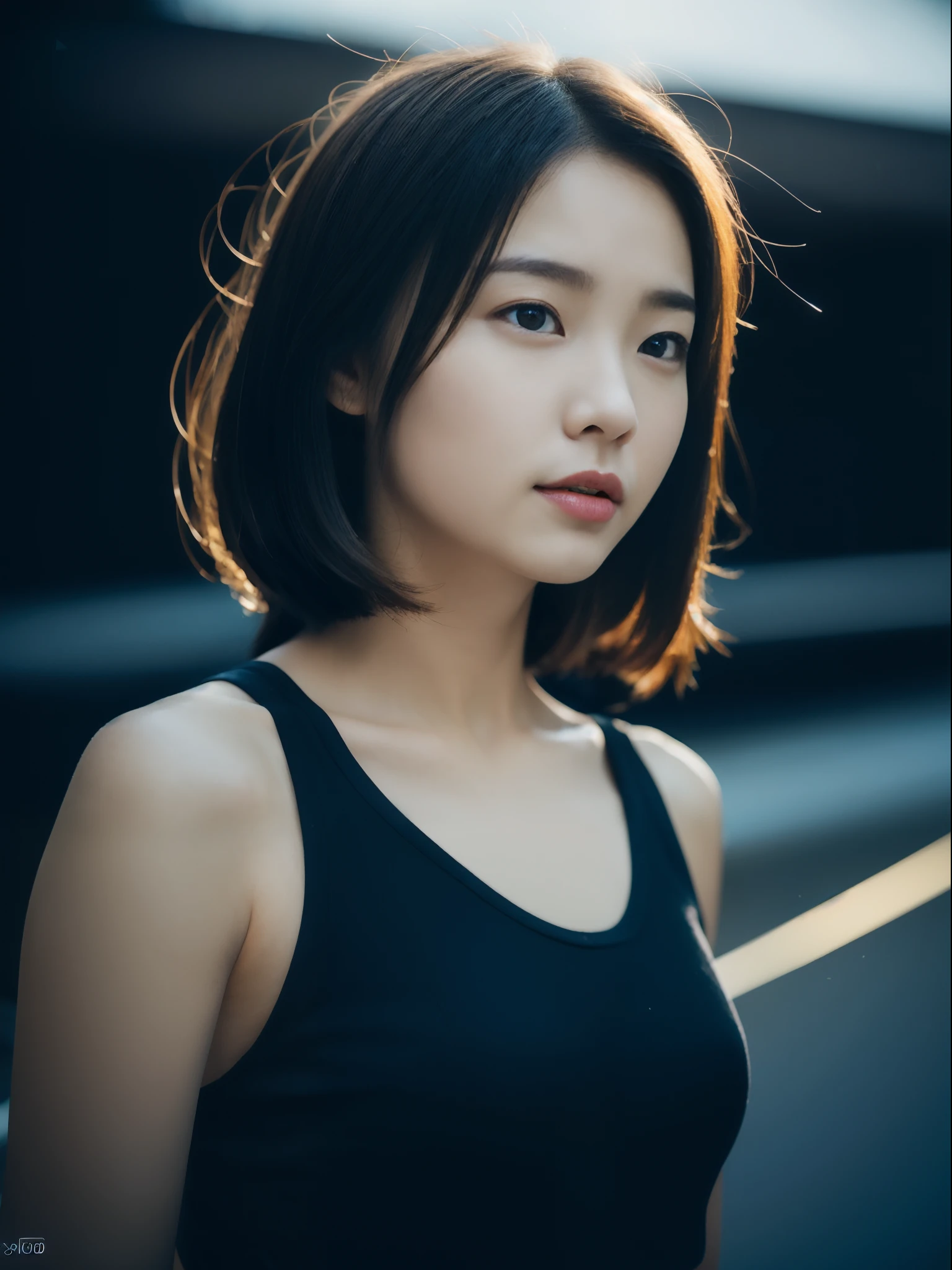 photographrealistic:1.4), (Hyper realistic:1.4), (Realistic:1.3), (Smoother lighting:1.05), 32K, 1 Japan Choves Girl,a 18 year old girl, She wears hero-suit ,Realistic lighting, Light on Face, raytrace, (Brightening light:1.2), (Increase quality:1.4), (Top quality real texture skins:1.4), finely detailed eyes, finerly detailed face,(Full body:1.3),,she is frying, cloudy,big city