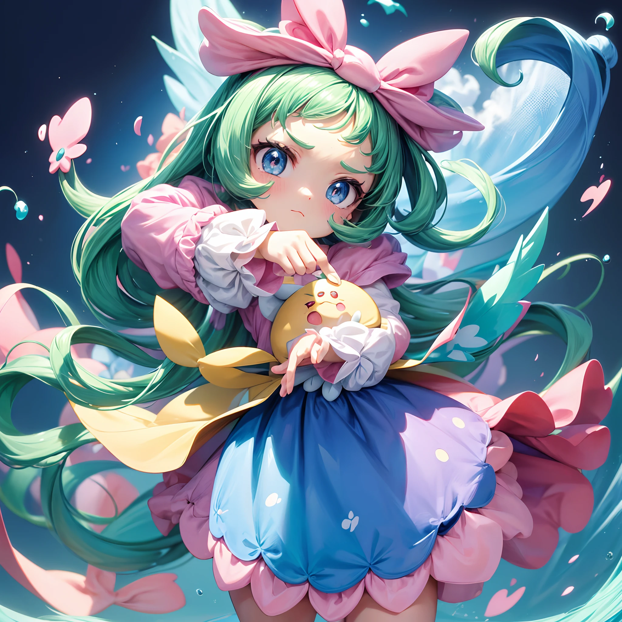 obra prima, Peça Mestra, Ultra Detalhado, Ultra resolution, melhor qualidade, 8k, A Pokémon character with a kawaii aesthetic. The color palette should consist of soft pastel colors. Make sure the character is beautiful and visually appealing. Pokémon must be cute with big eyes to reach kawaii.
