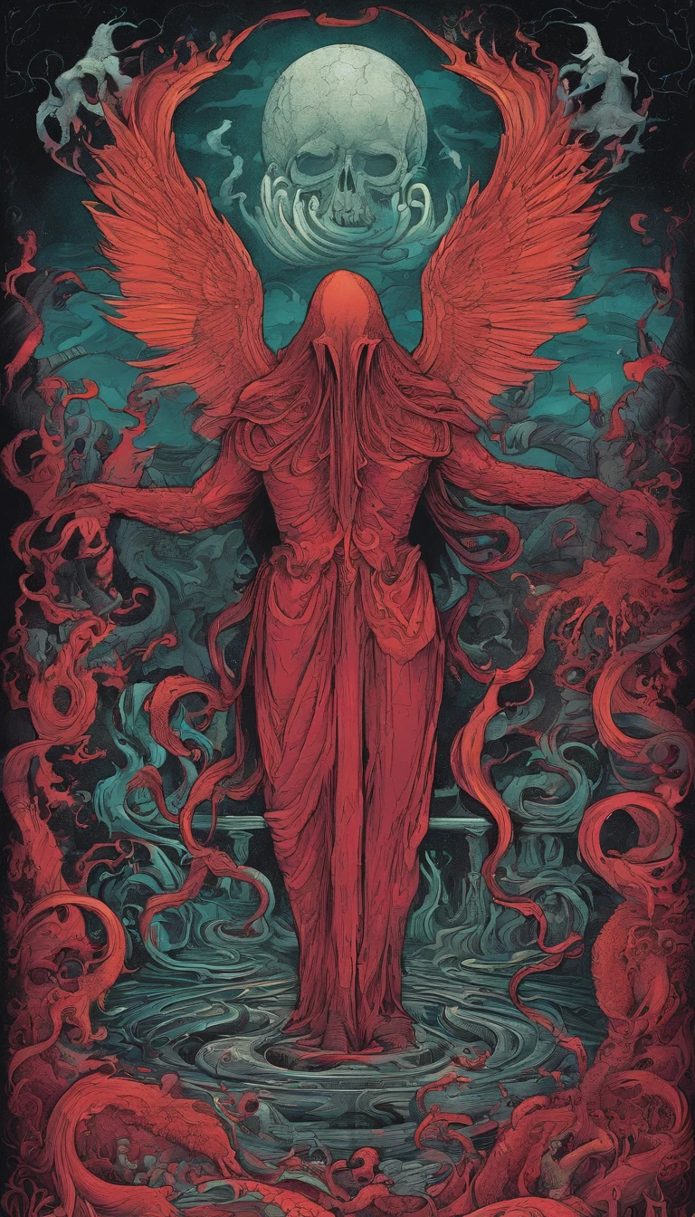 From the depths he emerges, devil,
The Cthulhu's Parade in crimson hues.
Whispers of the otherworldly echo,
A festival where madness and beauty fuse.
In the night sky adorned with abyssal splendor,
Feathers stained with blood dance and soar.
Entwined by threads of fate,
The deranged revel in ecstasy's roar.
Oh mighty Cthulhu, ruler of the depths,
In our pursuit of desires so forlorn,
We embark on a path of madness and despair,
Guided by the disciples of the one we adorn.
On the grand boulevard, grotesque forms stride,
Where terror and beauty intertwine.
In the realm betwixt dreams and nightmares,
We surrender ourselves to euphoria's shrine.
Praise his name, the great Cthulhu,
Monarch of the abyss, the wellspring of our insanity.
In this eternal procession's stage,
We celebrate the coming of the world's calamity.