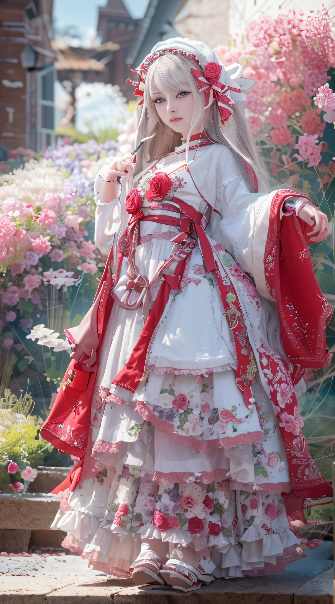 (SFW, White and Red, masterpiece:1.2, Exposed:1.2), (nipple:-0.99), (Acutance:0.8), (many sexy junior idols in group photograph), ((Extremely Detailed KAWAII face variations, joyful expression variations)), { Open Cleavage | Navel | pretty Ass | Overflowing sideboob | (Half Opened White Uniform) | full of Flowers covering girl's body | (Colorful Light shines from Dazzling and Stunning elaborate stained glass:1.2) }. ( ultra-detailed Masterpiece:1.2, ((realistic and photorealistic:1.37)) with a touch of rawness). { under the mesmerizing back lighting | concept art | enhancing the overall visual impact }. (not Detailed fingers:-0.9) .