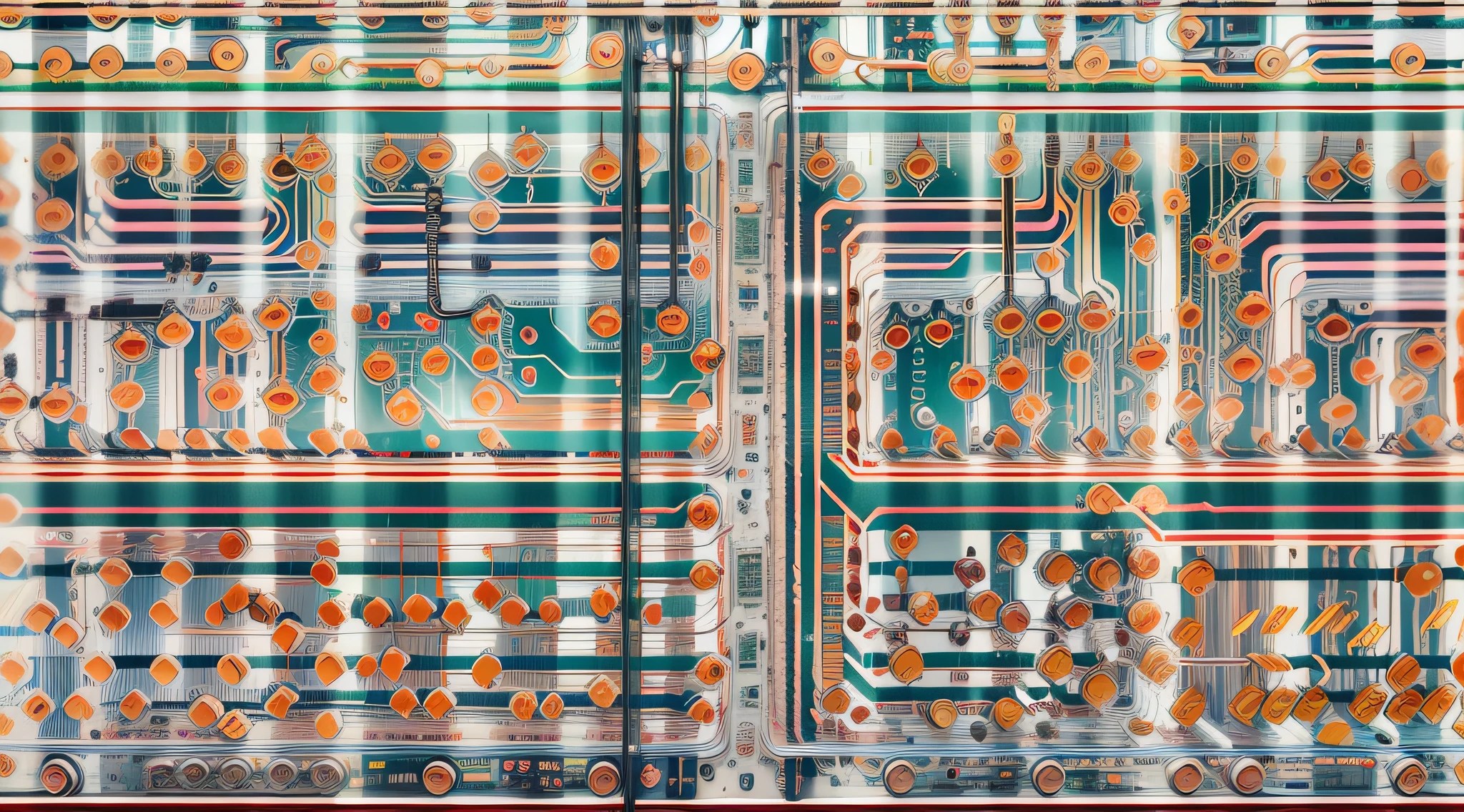 A human brain consisting of a circuit board and a pattern representing AI word processing, sci-fi style,white background,using opaque translucent and transparent structures, clear layers between structures,volumetric light, rich details, organic connection of components, rich colors,(Graphic illustration, geometric shapes, close-ups)