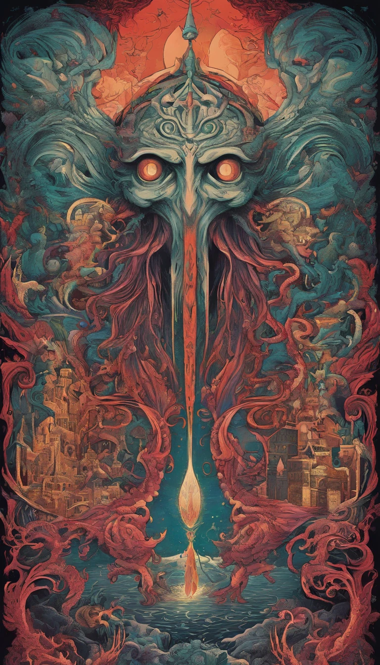 Mythical creatures, author:By Zdzisław Beksinski, Mucha、red、Big eyes、Azathoth
