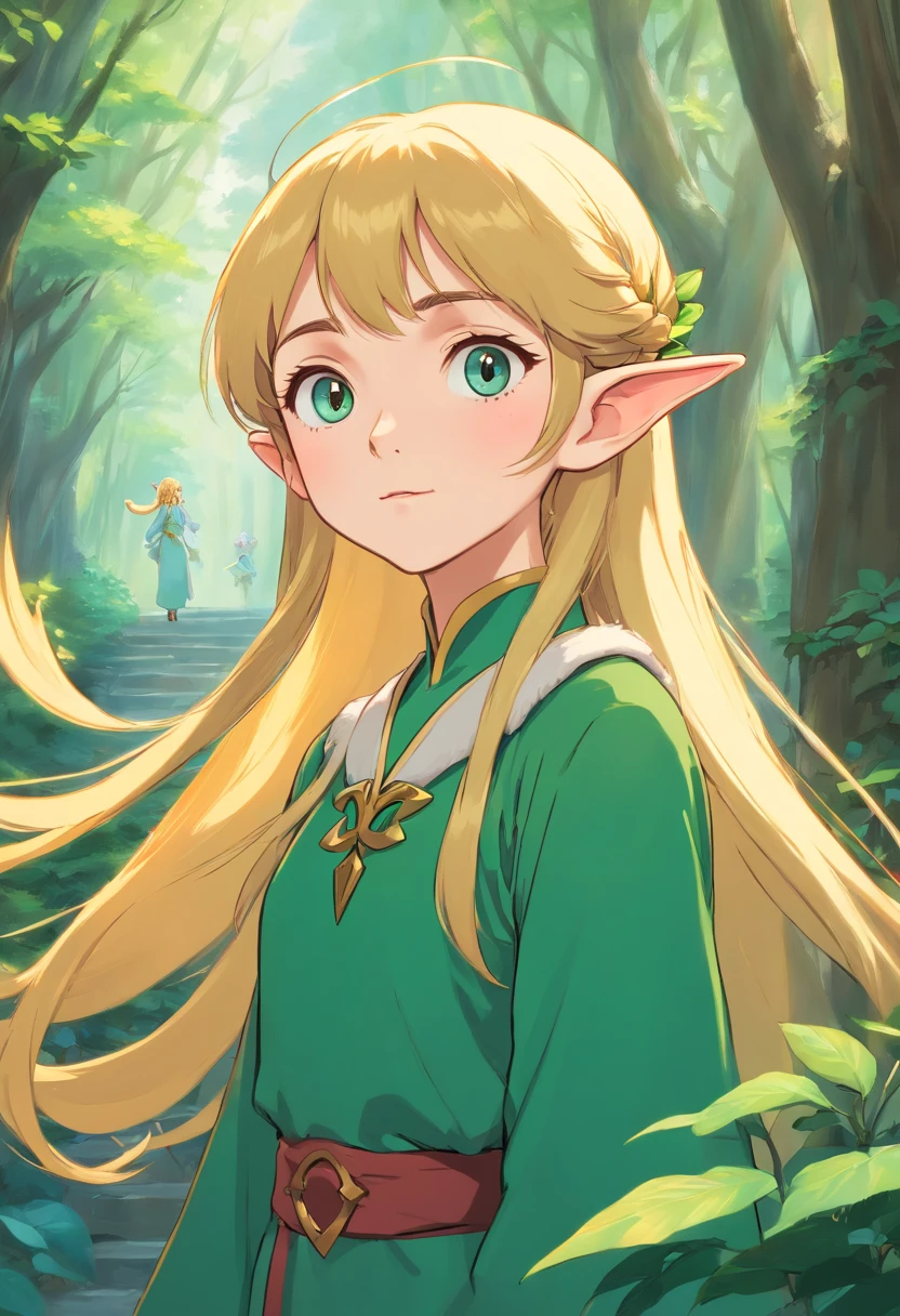 elf girl, young, golden hair, long hair
