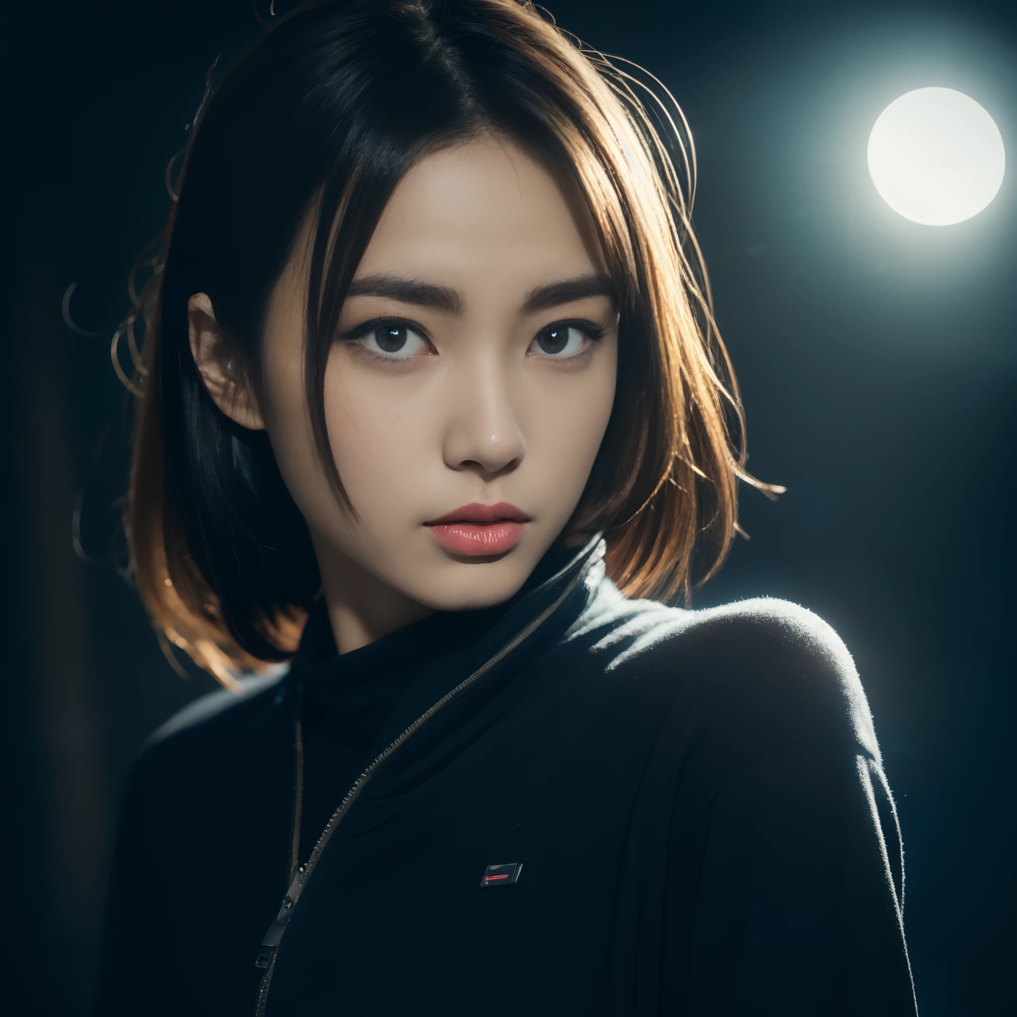 (photographrealistic:1.4), (Hyper realistic:1.4), (Realistic:1.3), (Smoother lighting:1.05), 32K,High-quality photos of a Japanese girl hero, fighting with villain,18 year old ,She wears hero-suit ,Realistic lighting, Light on Face, raytrace, (Brightening light:1.2), (Increase quality:1.4), (Top quality real texture skins:1.4), finely detailed eyes, finerly detailed face,(Full body:1.3),,cloudy,big city