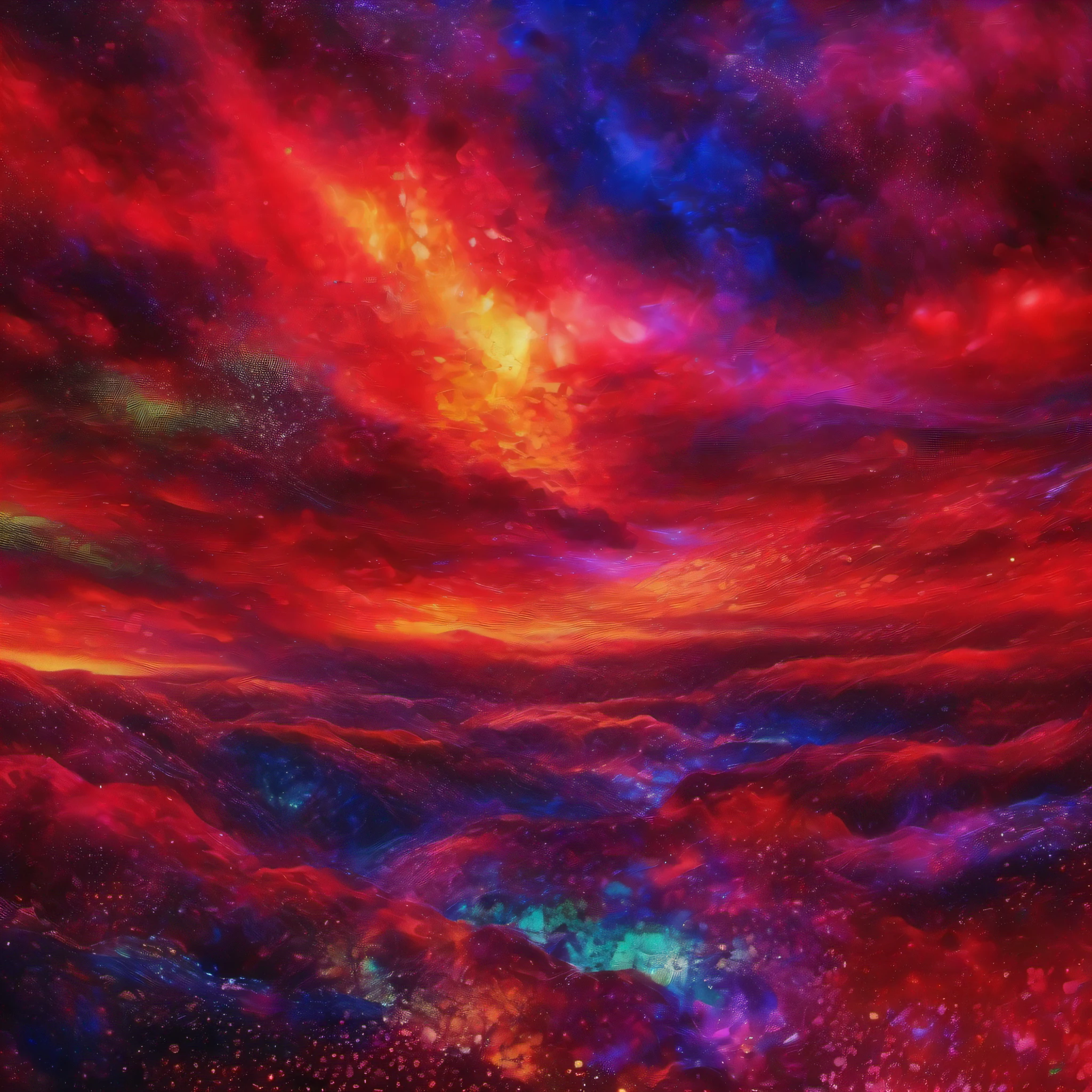 Fusion between pointilism, and alcohol ink painting, vibrant glowing effervescent. A storm approaching, metallick ink, ethereal, wallpaper. Red glowing neon streaks. Surreal. Layered. Highly professional photography, realistic photo. HDR, UHD 32k. --AR 16:9, --v 5.2