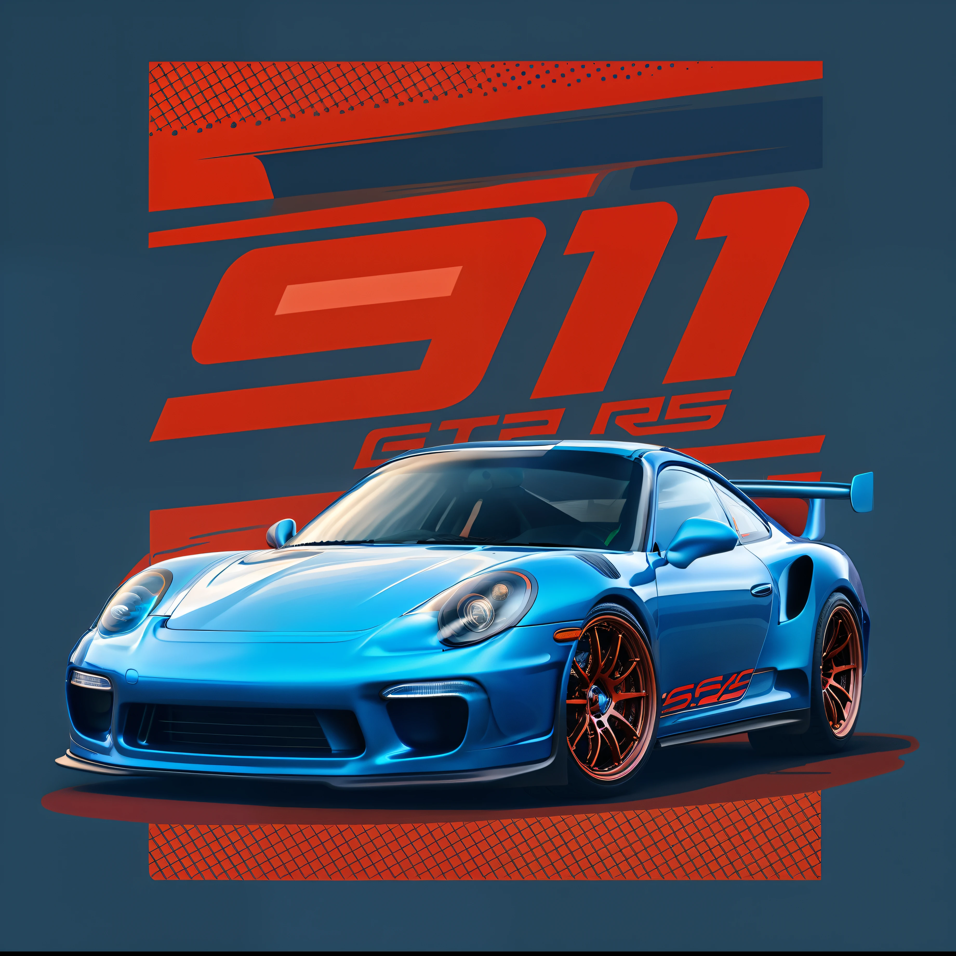 a blue porsche 911 gtr with the number 911 on it, porsche 9 1 1, porsche 911, porsche rsr, a red bearded guy driving a gt3s, detailed 2d illustration, svg vector art, on a flat color black background, 1 : 1 hyper illustration, porsche, highly detailed illustration.”