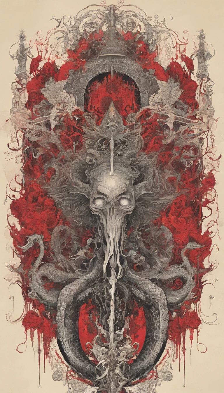 (masterpiece, max quality), gothic art, estilo sombrio, Holy evil trinity, anime, fantasia, tentacles, Three heads of cardinals, detalhes impressionantes, horripilante, catolicismo, Papa, Roma, Europa