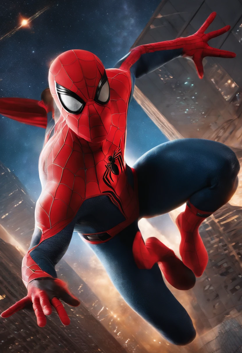 Ator do Homem aranha Tom Holland, O Criador Onipotente de todo o Universo, larger than all galaxies, representada pela figura de uma hiper mega mega gigantesca nuvem de energia no meio do universo hiper detalhado, hyper sharp, hyper realistic, intrincado, 32k, estilo fotorrealismo