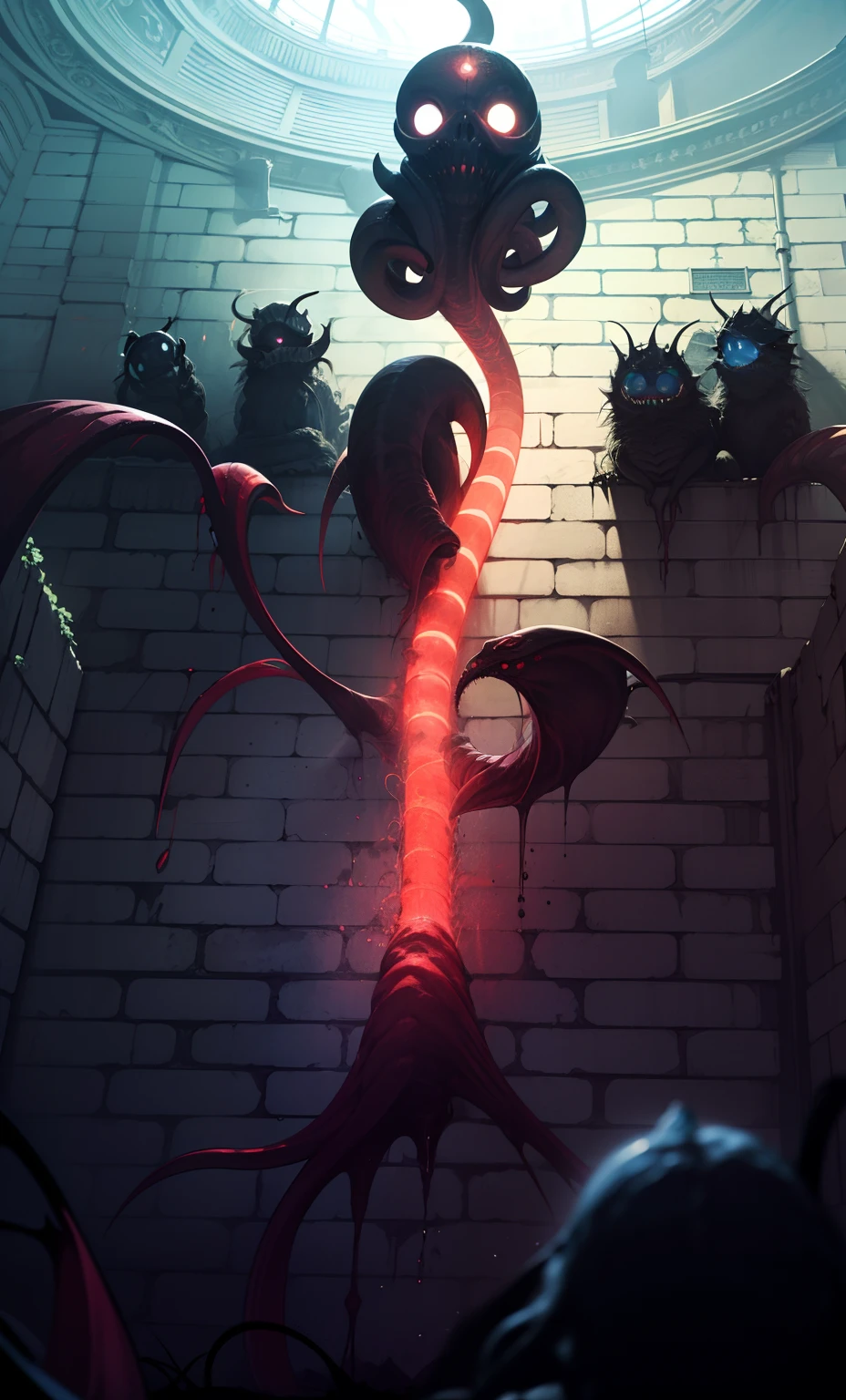 The best picture quality, Masterpiece, Super High Resolution, BREAK Imagine the incomprehensible horror, The Outer God of Myths, Cthulhu, which defies description and comprehension. Its shape is a wriggling mass of tentacles and antennae, constantly shifting and undulating in a grotesque dance. BREAK His many eyes are cold and insensitive;;;, as if looking at the world from someone else's point of view. The creature rises above everything in its path, Eclipsing mountains and cities, How he walks through space. BREAK His skin is smooth and slimy, with strange runes, Engraved on the surface, which pulsate with Eldritch's energy. The very air around the outer god shimmers with power, is distorted by its mere presence. BREAK It makes a sound, which doesn't quite sound like a roar, Not exactly a scream, but something more sinister and disturbing. It's a creature, This is beyond the comprehension of mortals, A creature from the void, which defies all attempts at rationalization or understanding. The image of this outer god is a testament to the dark and terrifying depths of the human imagination.