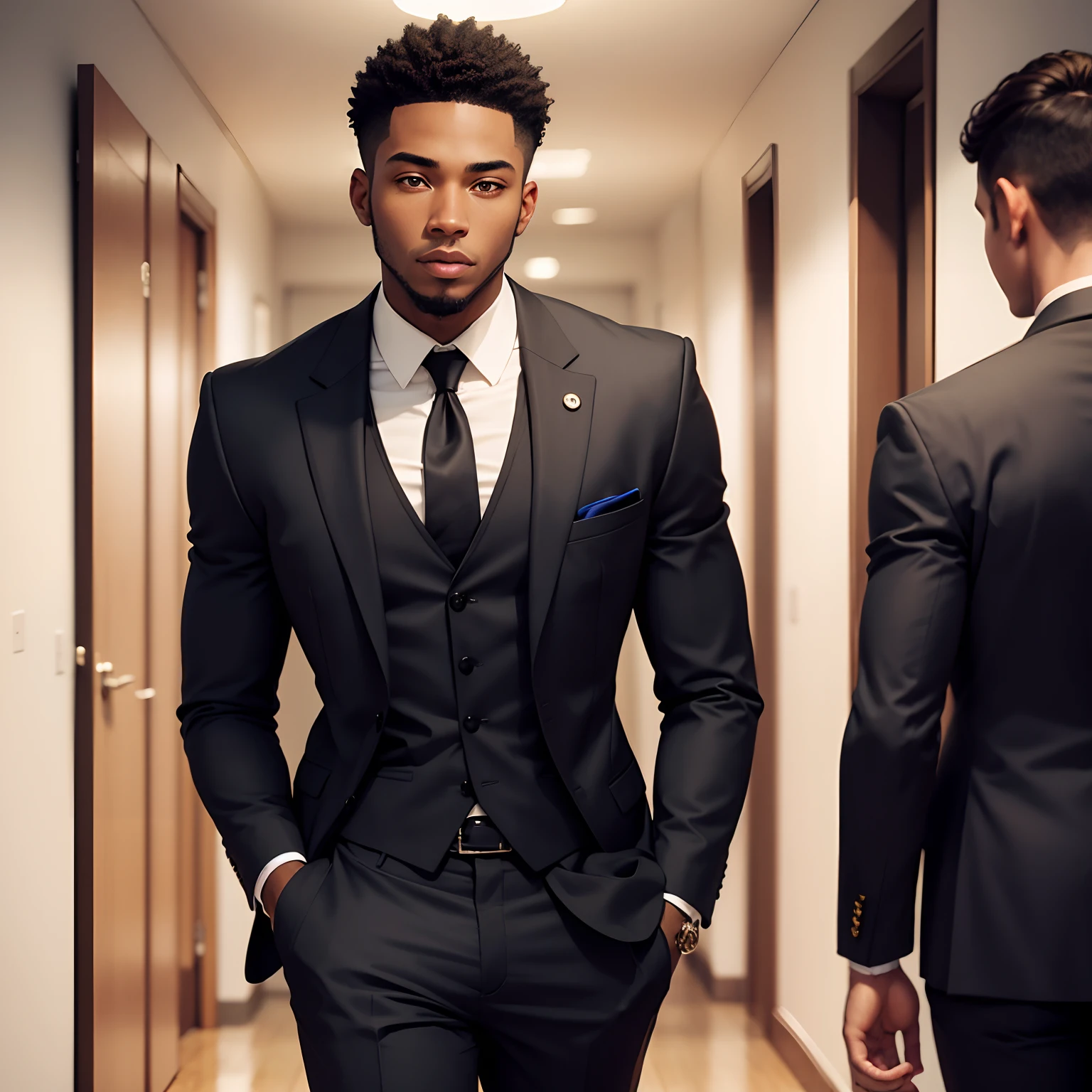 A young black man in a suit