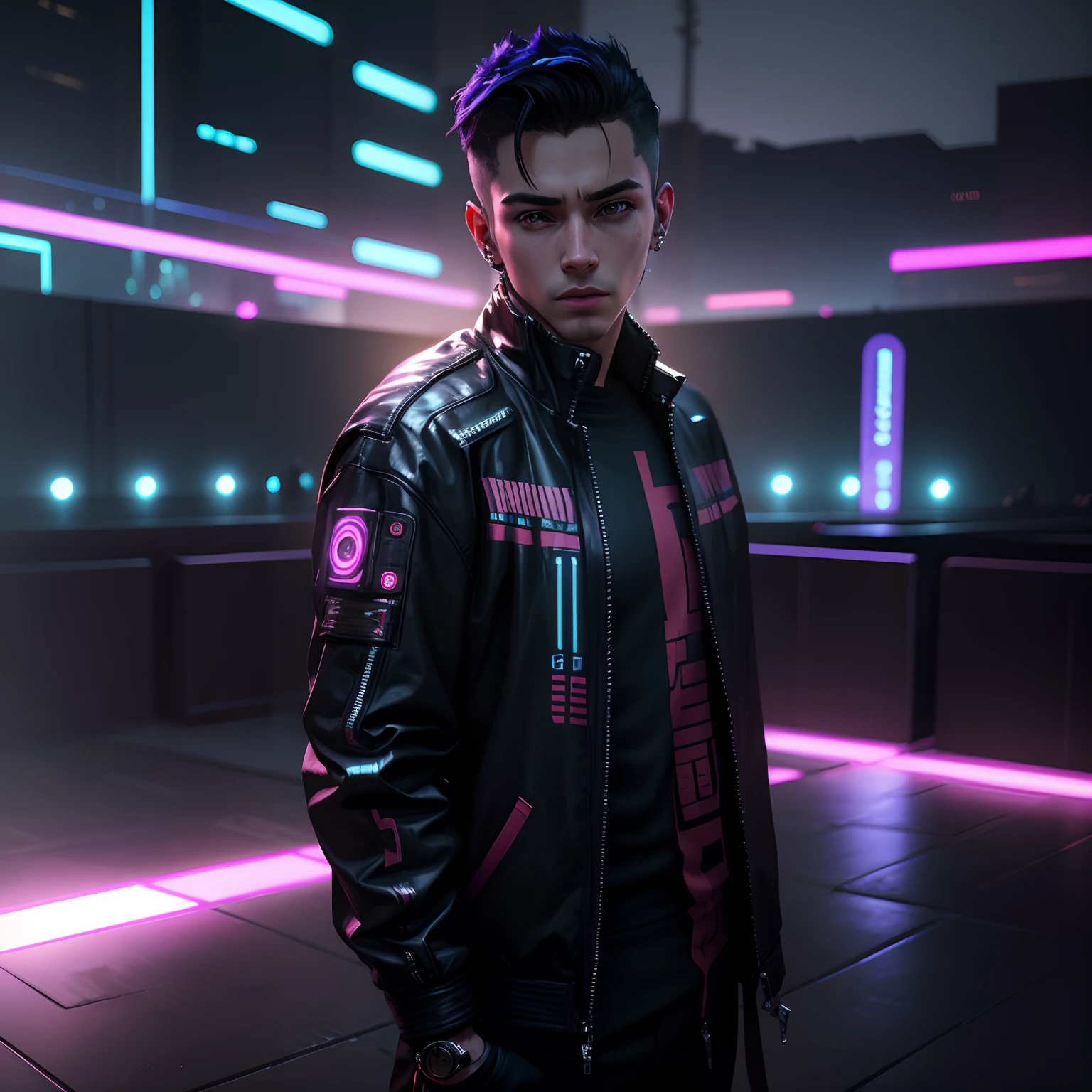 Change background in cyberpunk and realistic handsom boy 8k quality
