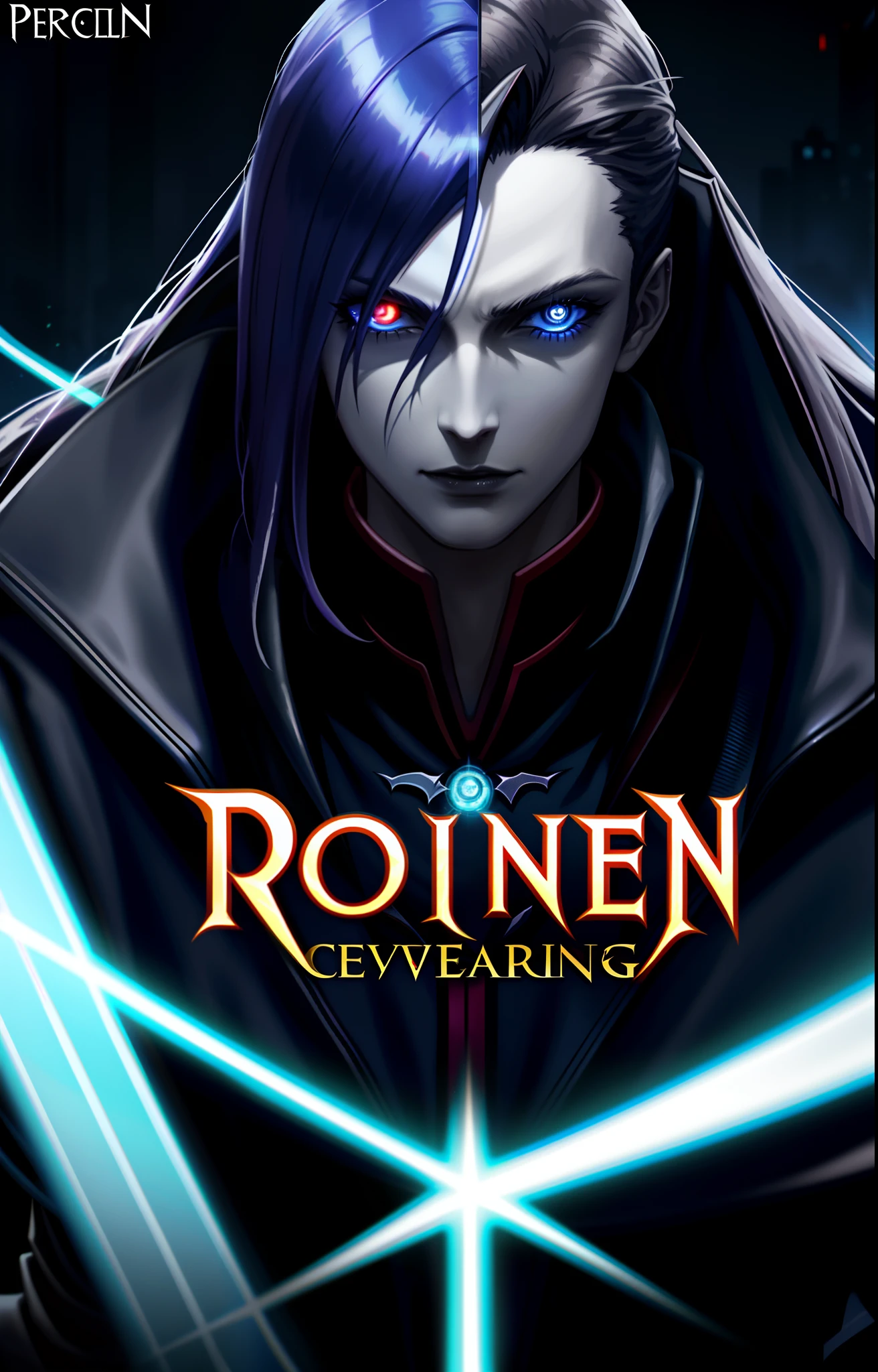 a vampire conjuring a demon, Cyber Noir, Neuro mechanical, Perlin Noise, Cosmicwave, Teslapunk, Stonepunk, Project CARS, Card game cover art, profile shot portrait, natural light portrait, 500mm Lens, Illumination, Blue Sky, excruciatingly detailed, super resolution detail