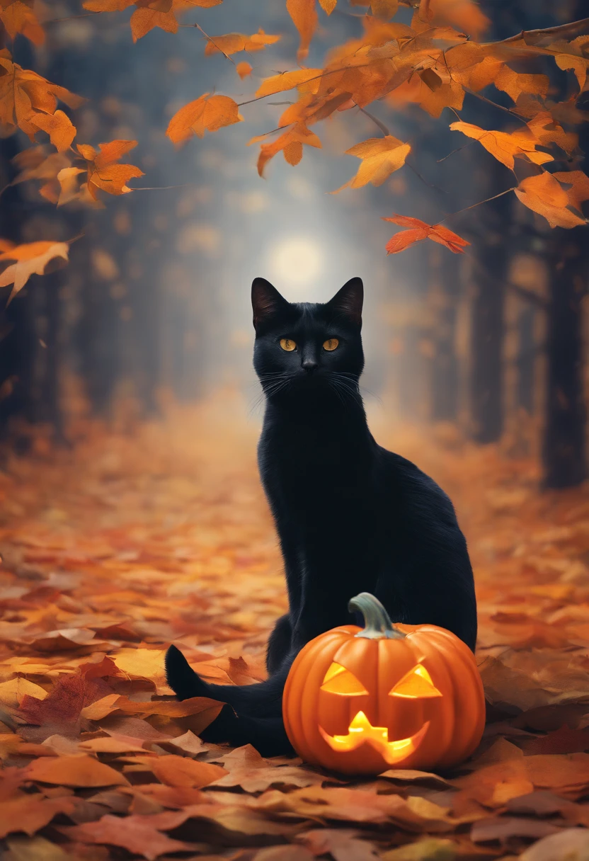 /imagine prompt: color photo of a cat in Halloween

, sleek black fur shimmering under moonlight, glowing yellow eyes piercing through the darkness, sharp white fangs peeking out from a mischievous grin, slender body draped in a tattered orange and black striped cape, paws adorned with tiny pumpkin-shaped bells, a witch's hat perched precariously on its head, the vibrant hues of autumn leaves scattered on the ground, a full moon casting an eerie glow, flickering jack-o'-lanterns lining the path, wisps of fog swirling around the cat, an air of mystery and enchantment, a touch of mischievousness and playful curiosity, the atmosphere thick with anticipation and excitement, a vintage film camera capturing the timeless moment, a Hasselblad 500C/M with a Carl Zeiss Planar 80mm f/2.8 lens, using Kodak Portra 400 film, double exposure technique to create an ethereal effect, Tim Burton, Roger Deakins, David LaChapelle, Alexander McQueen, Jeremy Scott —c 10 —ar 2:3