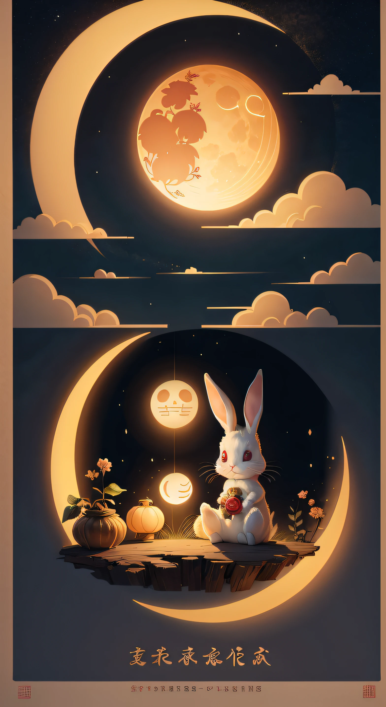 Red rabbit eyes,Holding mooncakes