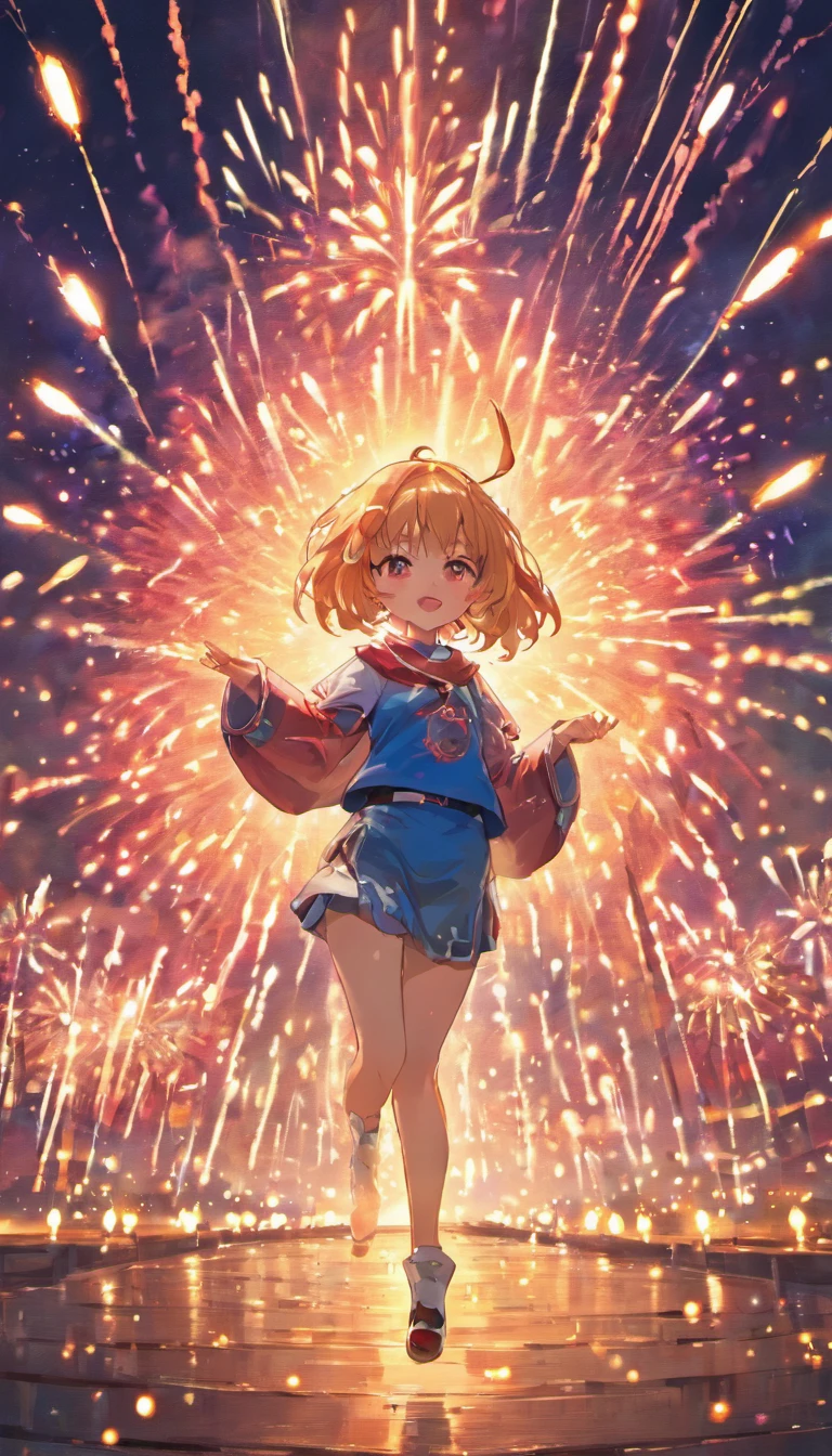 National Day elements、fire works、tradit、celebrating、enviroment、Plaza、Bamboo lanterns、the night、celebrating、Artistically、device、decor、resource，high definition resolution