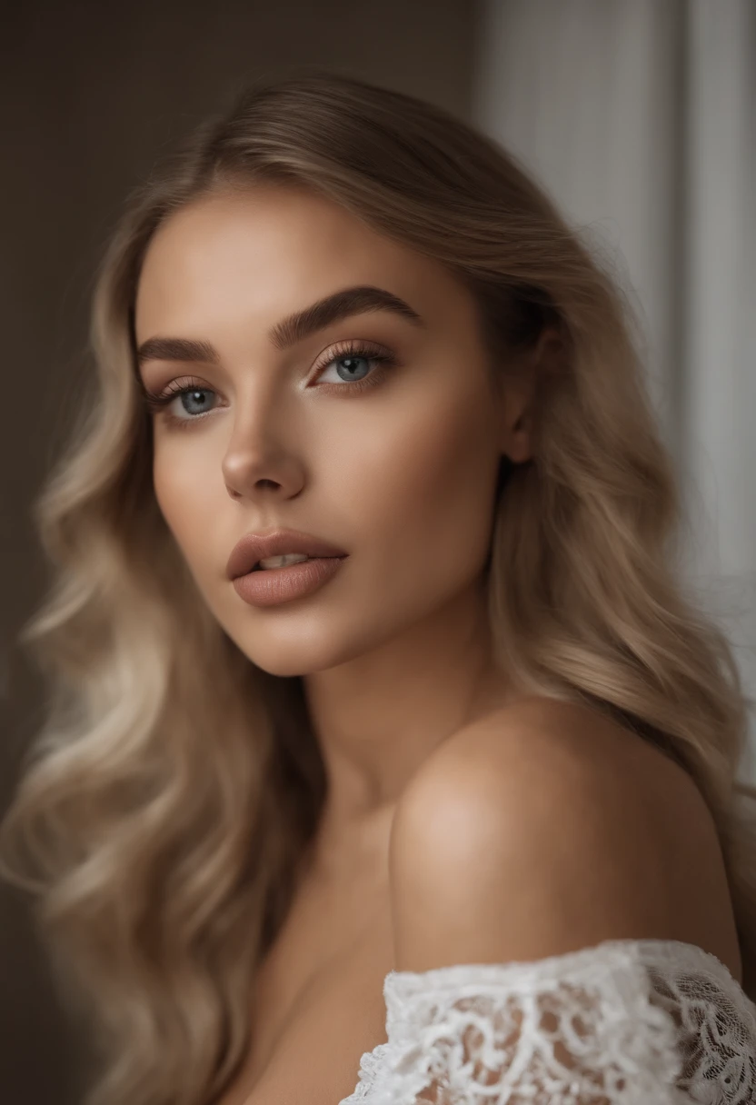woman with professional attire, fille sexy aux yeux bleus, Portrait Sophie Mudd, Portrait de Corinna Kopf, cheveux blonds et grands yeux, a young woman, ohne Maquillage, maquillage naturel, Look directly into the camera, Visage avec Artgram, dezentes Maquillage, Superbe photo du corps entier, dans la chambre, Gros seins, Blonde, latina