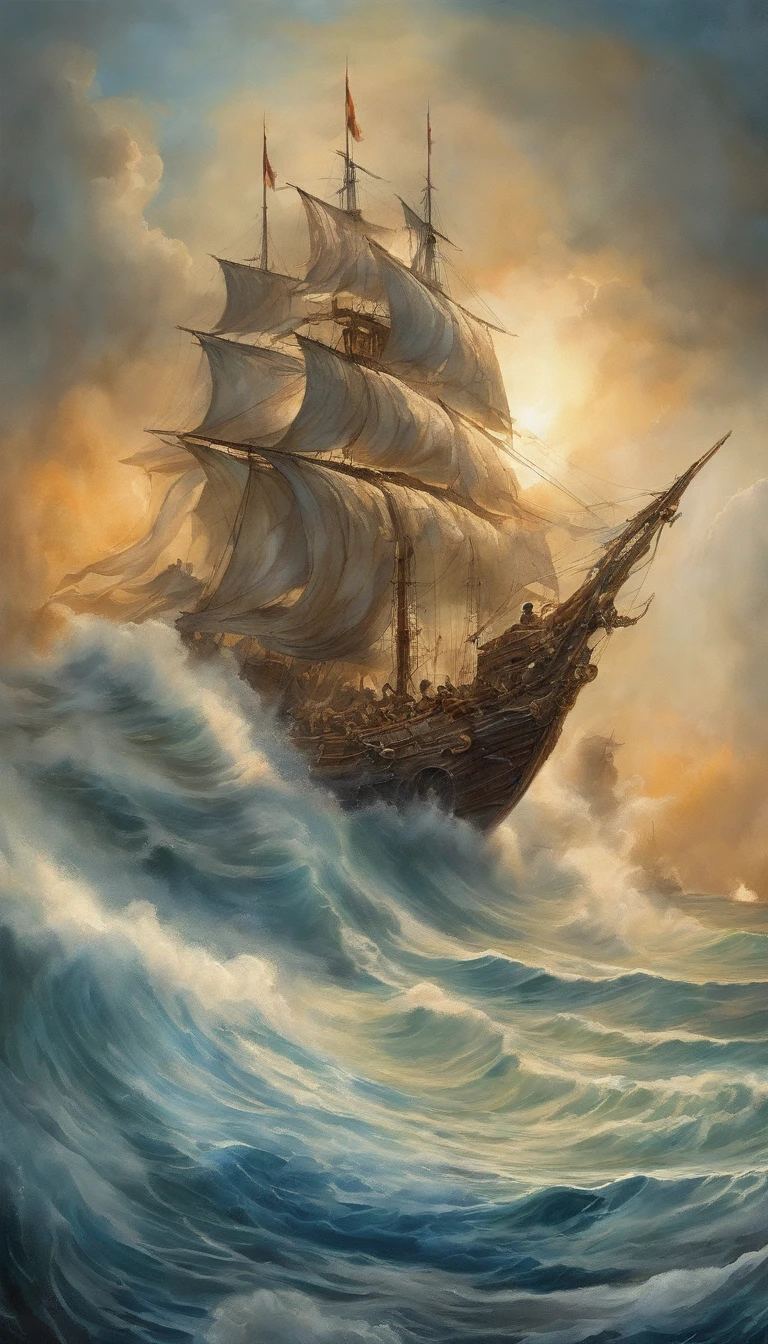 Vickers style, The graphics in the poster design are ocean colors, Chinese dragon in ink painting,, As a water god, Living in the North Sea, Control thunderstorms at sea, an ancient Chinese god, jesus stand against dragon and opened his hands, Super sharp,Realistic details,Auspicious clouds, depth of fields, God Ray, fantasy coloring, romanticism lain, art-deco, Cinematic lighting, Depth of field, Sparkle, god light, Ray tracing, Ultra-wide angle, first person perspective, Wide shot, hyper HD, High quality, High details, Textured skin, Best quality