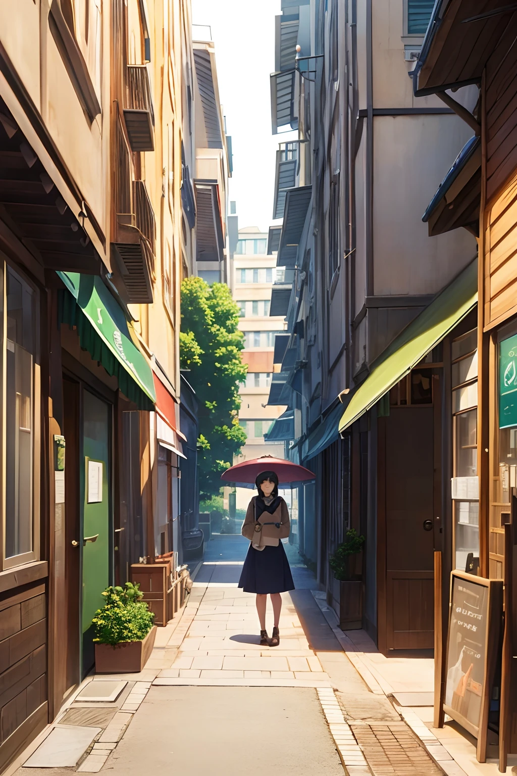 Anime - City street style scenes, Woman waiting in front of shop, Anime Background Art, detailed scenery - width 672, Anime landscape concept art, anime style cityscape, STUDIO GHIBLI anime style, studio ghibli artstyle, Studio Ghibli Program, Anime landscapes, studio ghibli artstyle, landscape artwork, beautiful anime landscape, Forest City Street, ghibli art style, Cake shop, Cake shop, Bakery Cake Shop, Shinkai Makoto style, Makoto Shinkai Anime, makoto shinkai art style