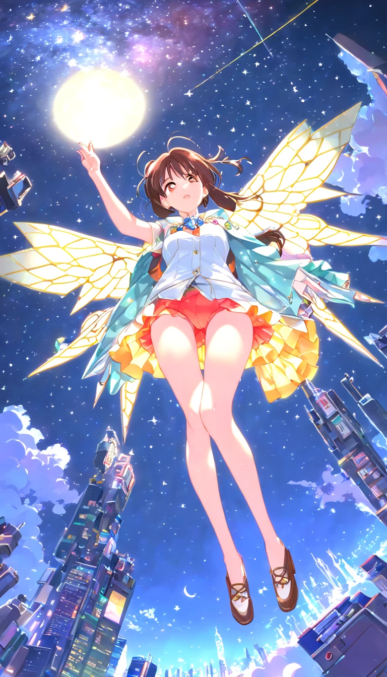 best qualtiy, high resolucion, Detailed 8km CG, masutepiece, Awesome art, Fine details, high detailed, intricated details, Long hair, Feminine feeling, Big tear eyes ,Delicate and delicate eyes, Pure lust, Lovely, Young and beautiful, immortality,Flying ,,lightAndShadow, light,ornate clothes,The cyberpunk, a mecha girl, mechanical body,starry skies,Huge celestial bodies,Anime girl lying on clouds with good night message, natta!, Goodnight, Good night, nightcore, Dreaming Night, ☁🌪🌙👩🏾, ((((((((natta)))))))) day time, nighttime!!!!!!, natta, nighttime!!, Sweet dreams, ✨🕌🌙, peel, ❤🔥🍄🌪, It's night, Night Im