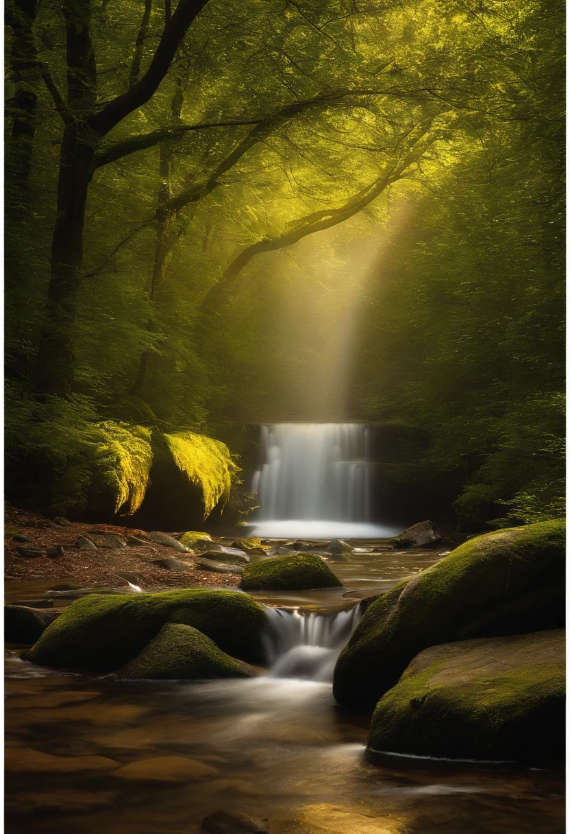 The forest, the white yellow light, spakle, fountain grown, resilience