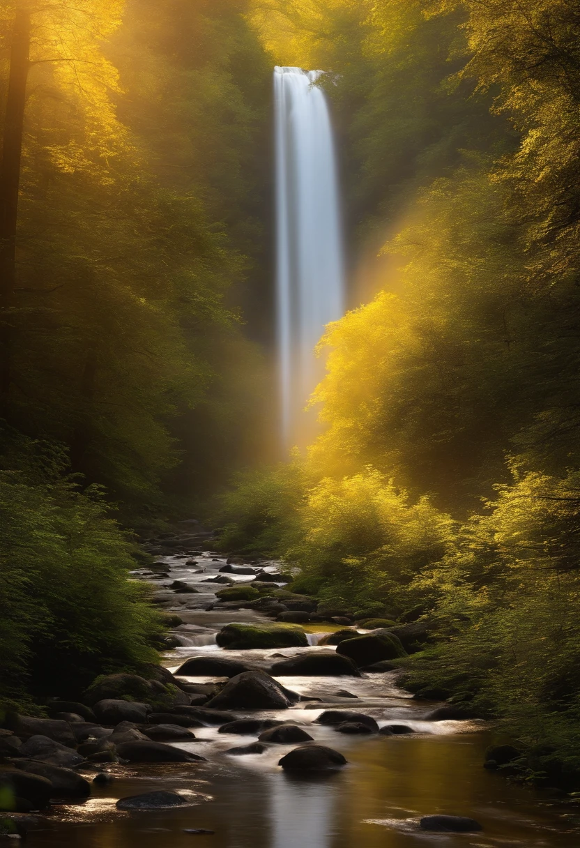 The forest at both side of the road, the white yellow light, spakle, fountain, grown, resilience, morden, wake up,