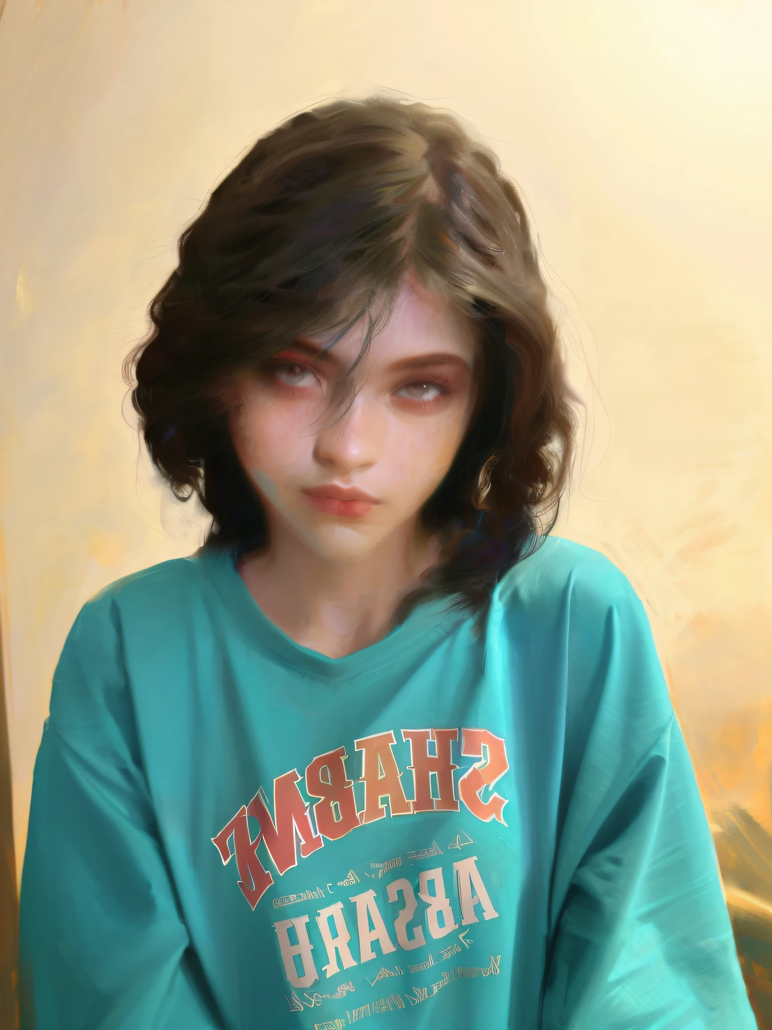 "(best quality,4k,highres:1.2),ultra-detailed,realistic,(portrait:front),beautiful detailed eyes,beautiful detailed lips,long eyelashes,colorful hair,rainbow hair,braided hair,different shades of vibrant colors,hair flowing in the wind,bun hairstyle,soft and smooth skin,subtle makeup,adorable freckles,warm and inviting smile,expressive facial features,piercing eyes,graceful posture,(mysterious,ethereal,revealing) background with soft light,gentle shadows,artistic composition,strong sense of depth,striking juxtaposition of colors,feminine and confident,dynamic and vibrant,lively and energetic,unique and eye-catching,artistic brush strokes,textured details,high contrast,realistic skin texture,meticulous attention to detail,contrast between light and dark,harmonious color palette,photo-realistic rendering".