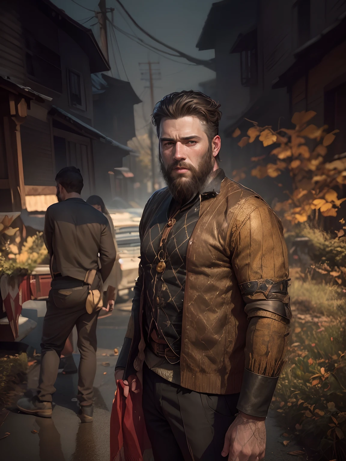 Background change into horror with and brunig hand and face scarce and Beard handsome boy realistic photo realistic 8k photo
