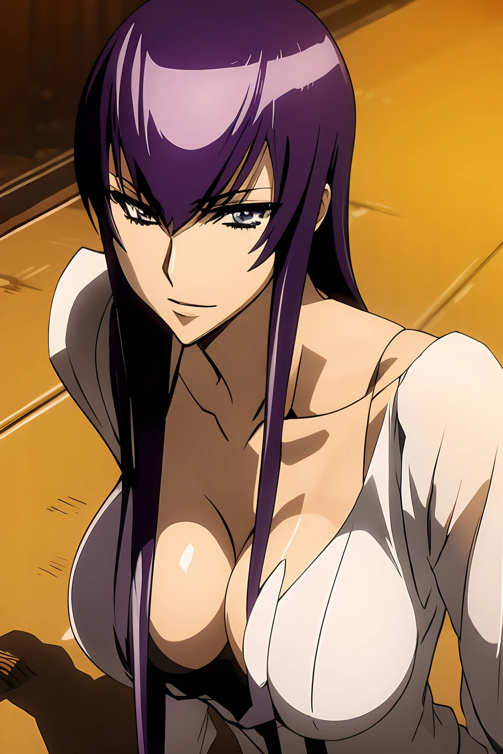 Saeko Busujima vestida como capitana del sereitei, bleach, shinigami