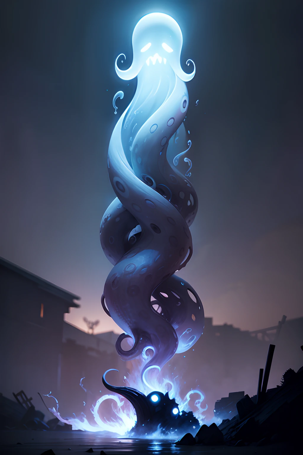 One huge ghostly tentacle