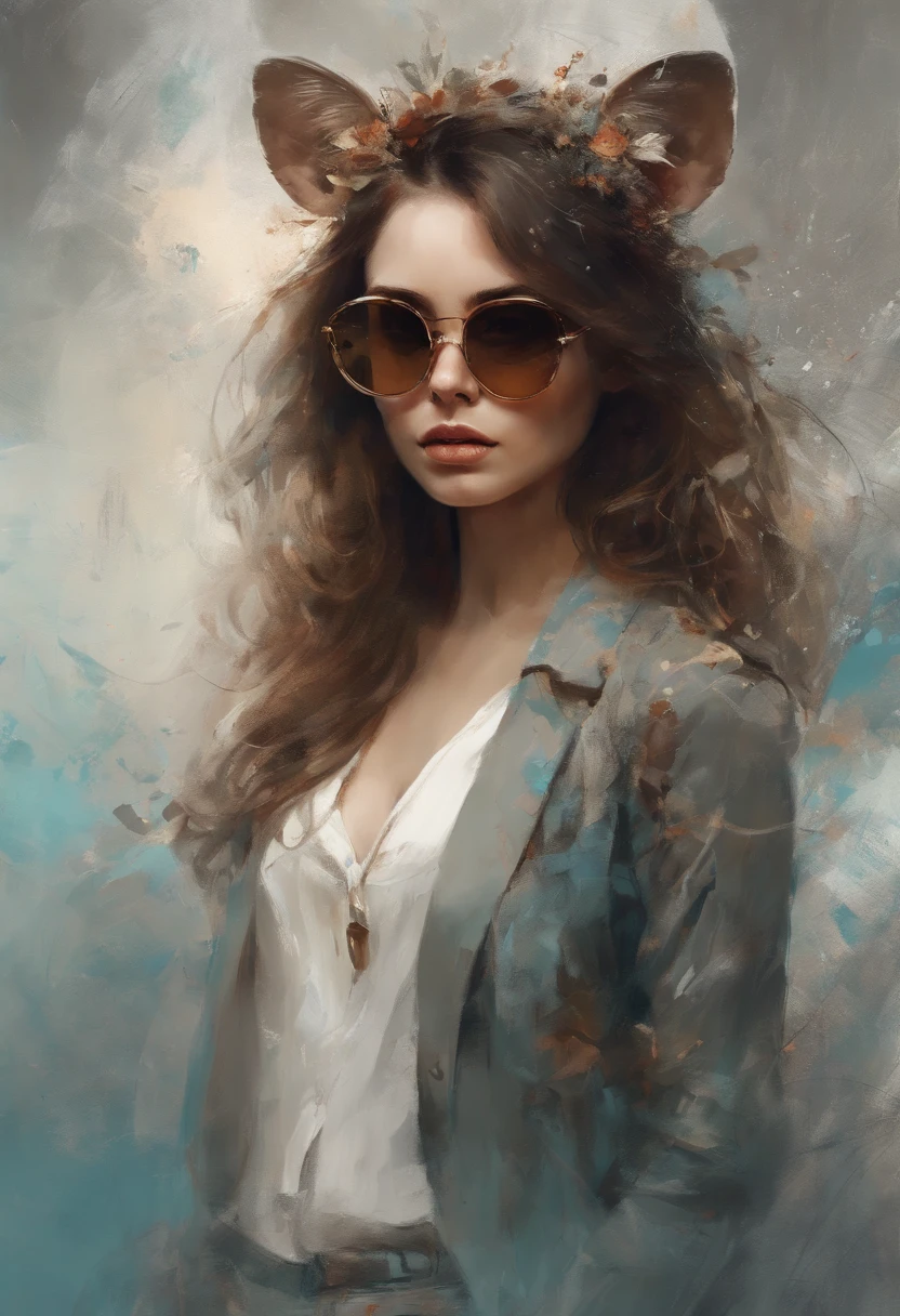 Perfect centering, Cute mouse, Wear a suit, Wearing sunglasses, cheerfulness, Standing position, Abstract beauty, Centered, Looking at the camera, Facing the camera, Approaching perfection, Dynamic, Highly detailed, Smooth, Sharp Focus, 8K, hight resolution, Illustration, art by carne griffiths and wadim kashin, White background