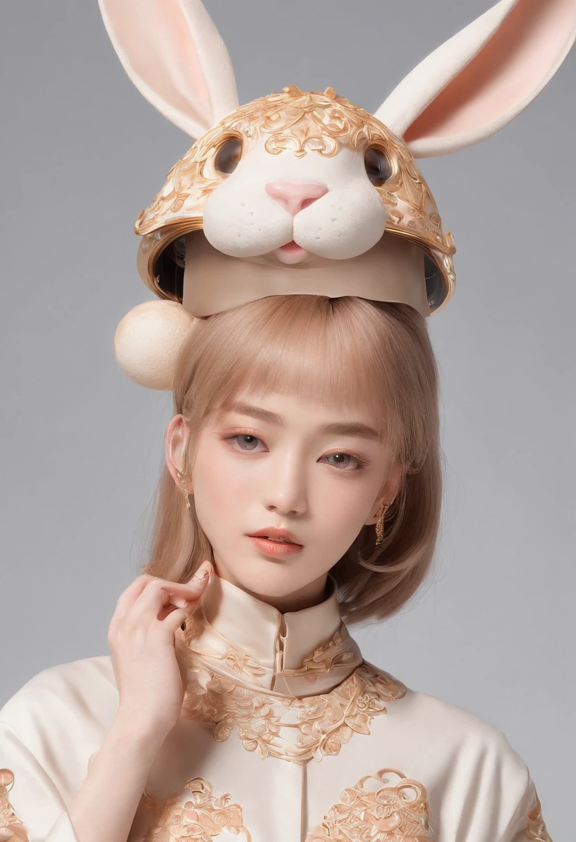 Q version of the rabbit,Cute and cute,Moon cake,laurel,themoon,The light is depicted in detail,orange tint,oc rendered,high qulity,tmasterpiece,Hyper-realistic,Ultra photo realsisim,8K,super-fine,ultra - detailed,Ultra-wide angle of view,dynamic viewing angle