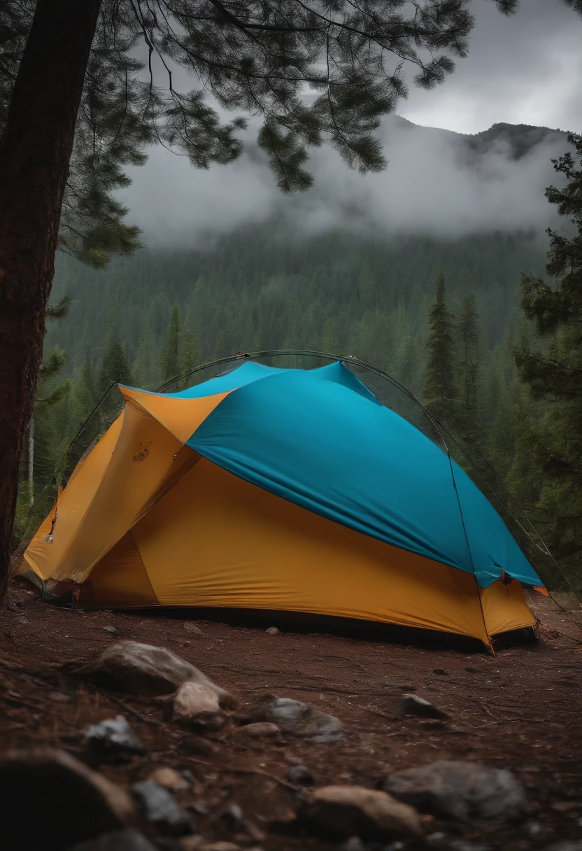 Installation of water collection filters in a 4K 5 person large campsite, Raindrop collector on tent