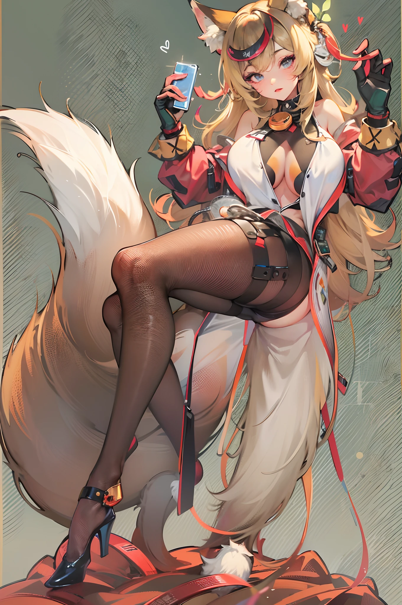 a beauty girl,Mature face,a matural female,Fluffy tail hair,Ultra-loose underwear,clothes slipping off,Anterior convex and posterior,Straight chest,Ruddy complexion,Huge fox tail,nabel,(huge tit),adventurer,tit,areola of breast,pantiess,Stockings,Human Services Panel