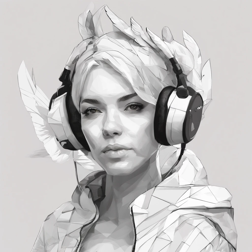 ((Female with chicken head))、sexy underwear、Only the head is a chicken human、Perfect centering, Wear a student team jacket, Wearing sunglasses, Wearing headphones, cheerfulness, Standing position, Abstract beauty, Centered, Looking at the camera, Facing the camera, Approaching perfection, Dynamic, Highly detailed, Smooth, Sharp Focus, 8K, hight resolution, Illustration, art by carne griffiths and wadim kashin, White background、total、Full Body Angle、flying though the air