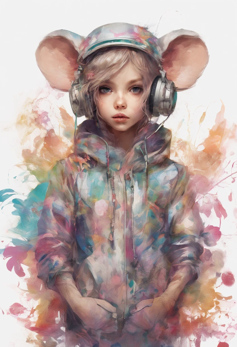 Perfect centering, Cute mouse, Wear a student team jacket, Wearing sunglasses, Wearing headphones, cheerfulness, Standing position, Abstract beauty, Centered, Looking at the camera, Facing the camera, nearing perfection, Dynamic, Highly detailed, smooth, Sharp focus, 8K, high definition resolution, illustration, Art by Carne Griffiths and Wadim Kashin, White background